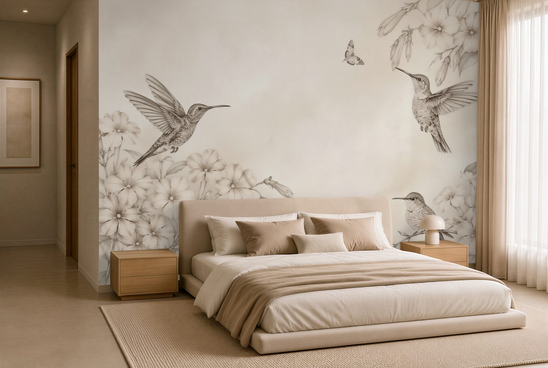 Fototapeta Piękne tła bez szwu tapety z humingbirds w rocznika?v23