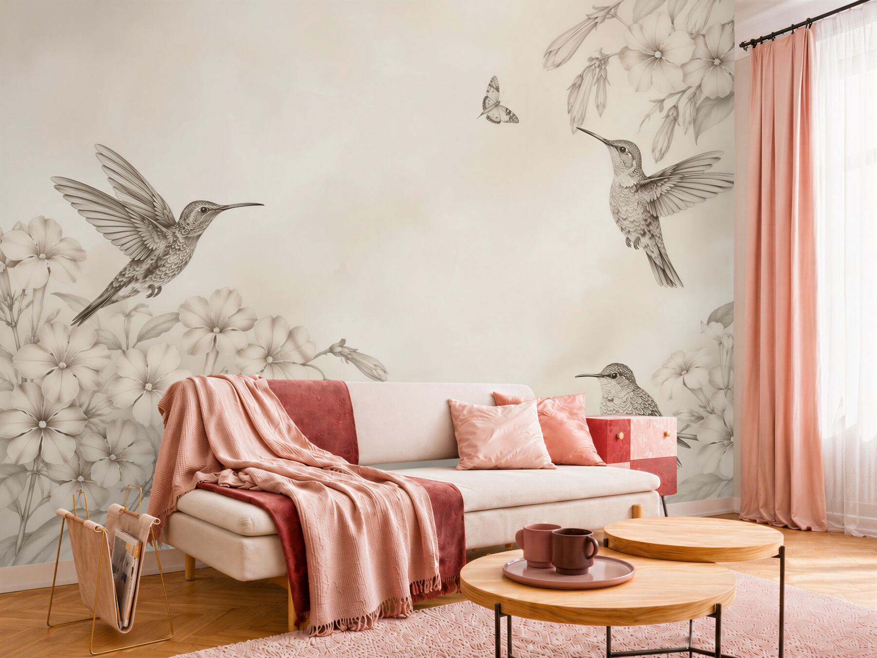Fototapeta Piękne tła bez szwu tapety z humingbirds w rocznika?v23