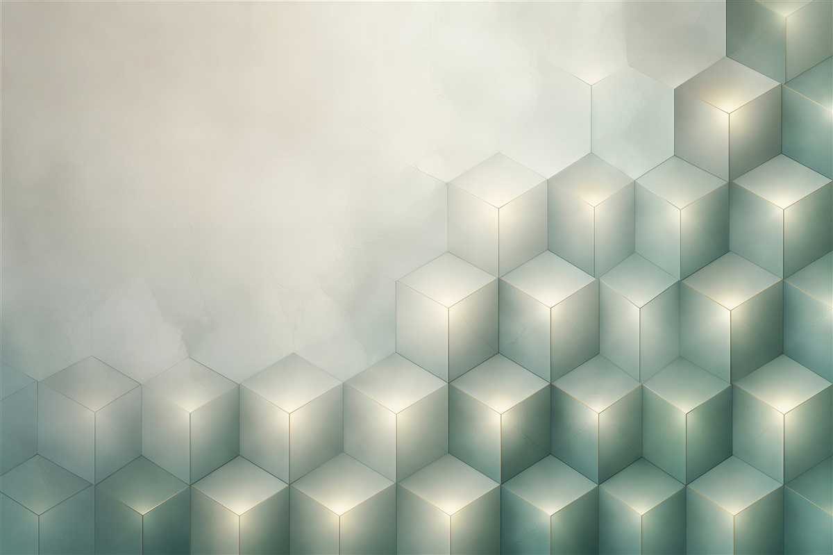 Fototapeta geometryczne kostki 3D pastelowe beżowo błękitne