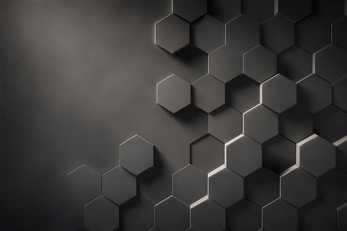 Fototapeta czarne heksagony 3D nowoczesna geometryczna