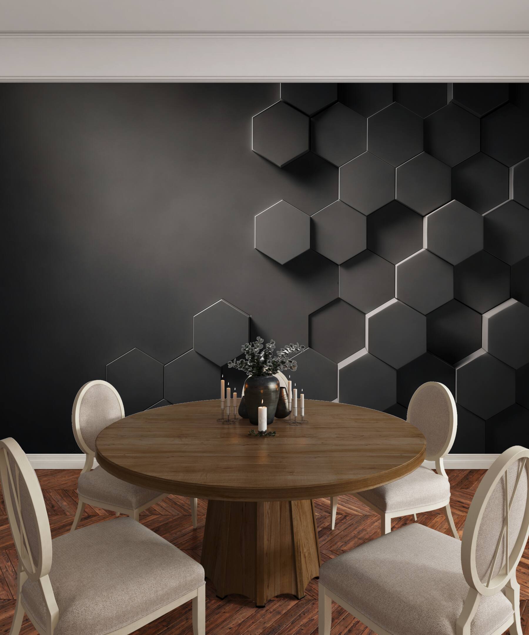 Fototapeta czarne heksagony 3D nowoczesna geometryczna?v23