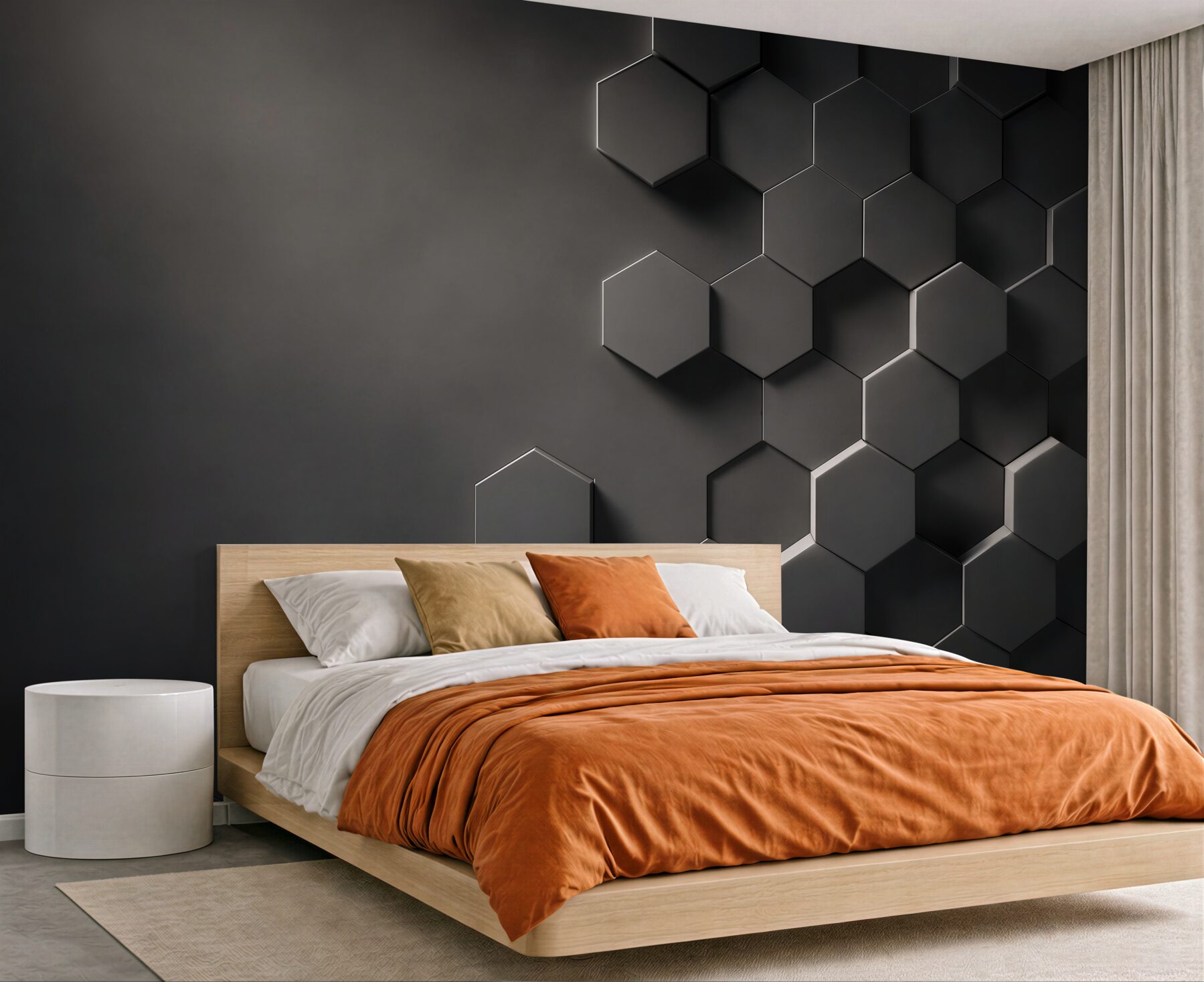 Fototapeta czarne heksagony 3D nowoczesna geometryczna?v23