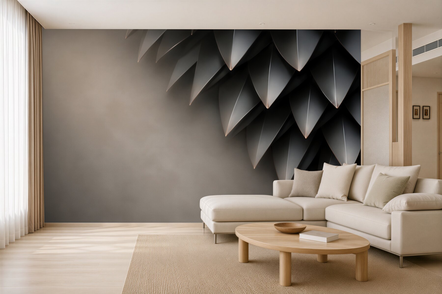 Fototapeta grafitowe liście 3D nowoczesna elegancja?v23