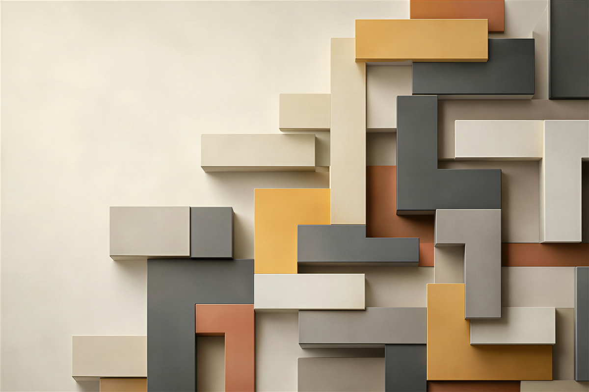 Fototapeta geometryczne prostokąty 3D beżowo szare nowoczesne