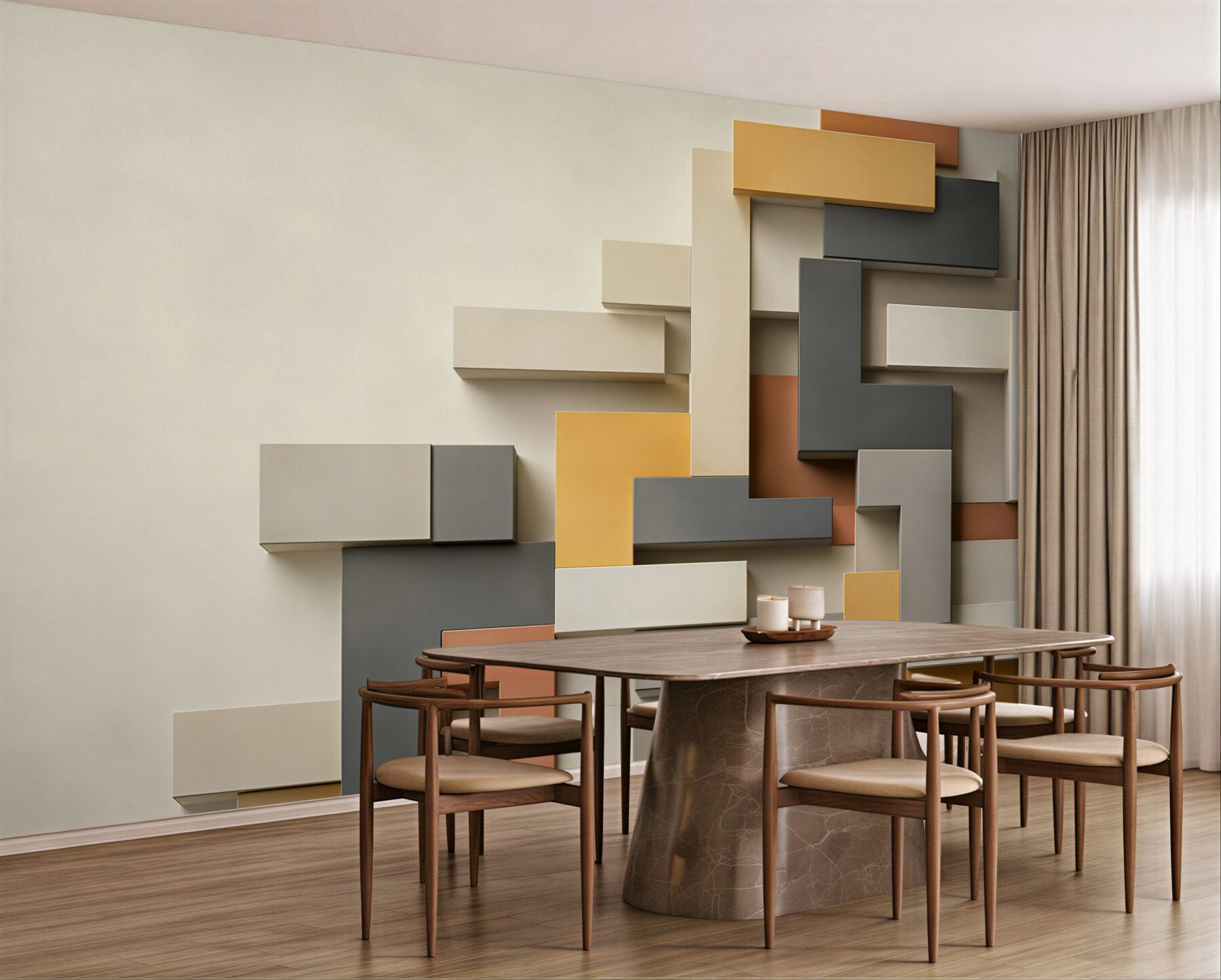 Fototapeta geometryczne prostokąty 3D beżowo szare nowoczesne?v23