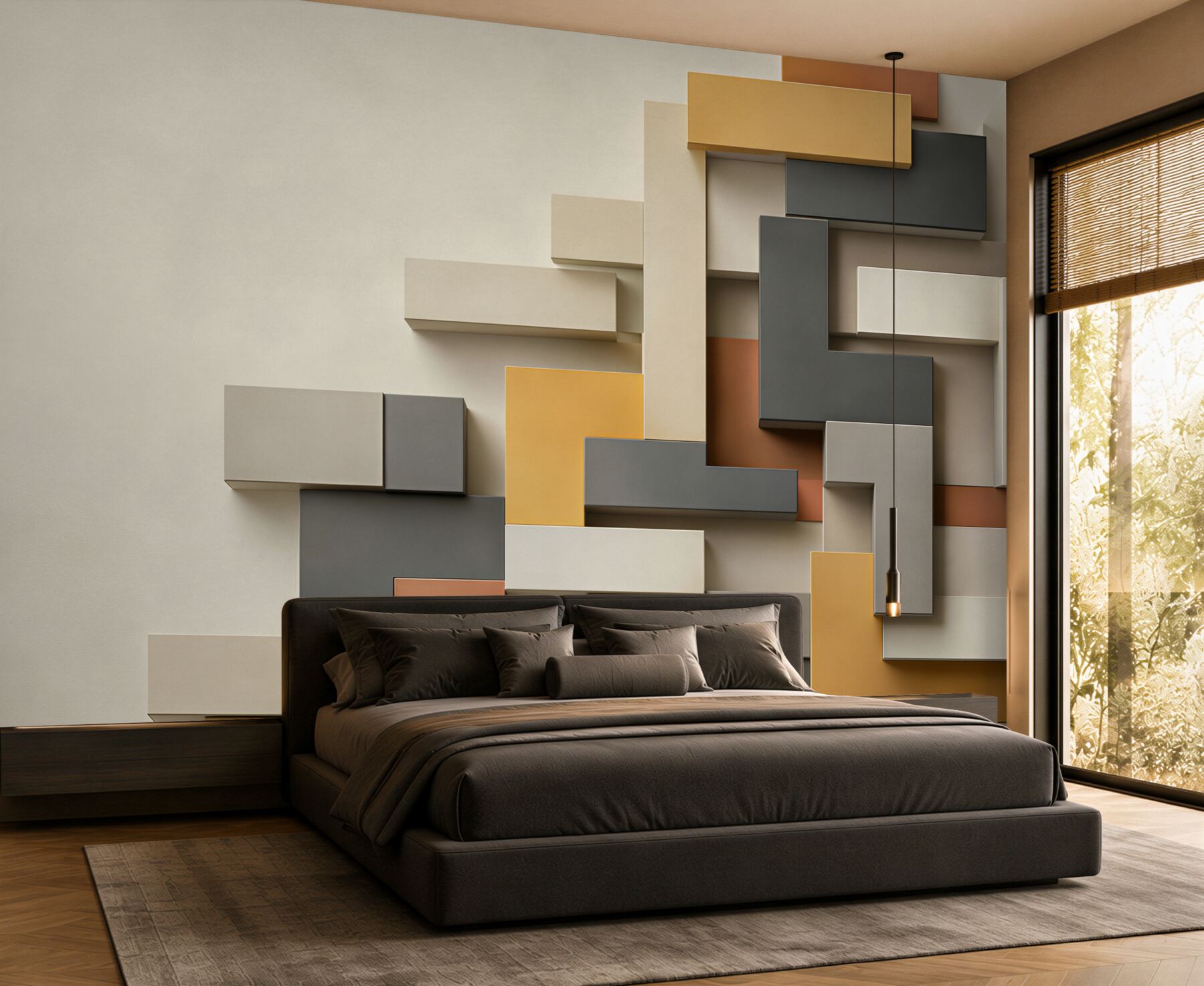 Fototapeta geometryczne prostokąty 3D beżowo szare nowoczesne?v23