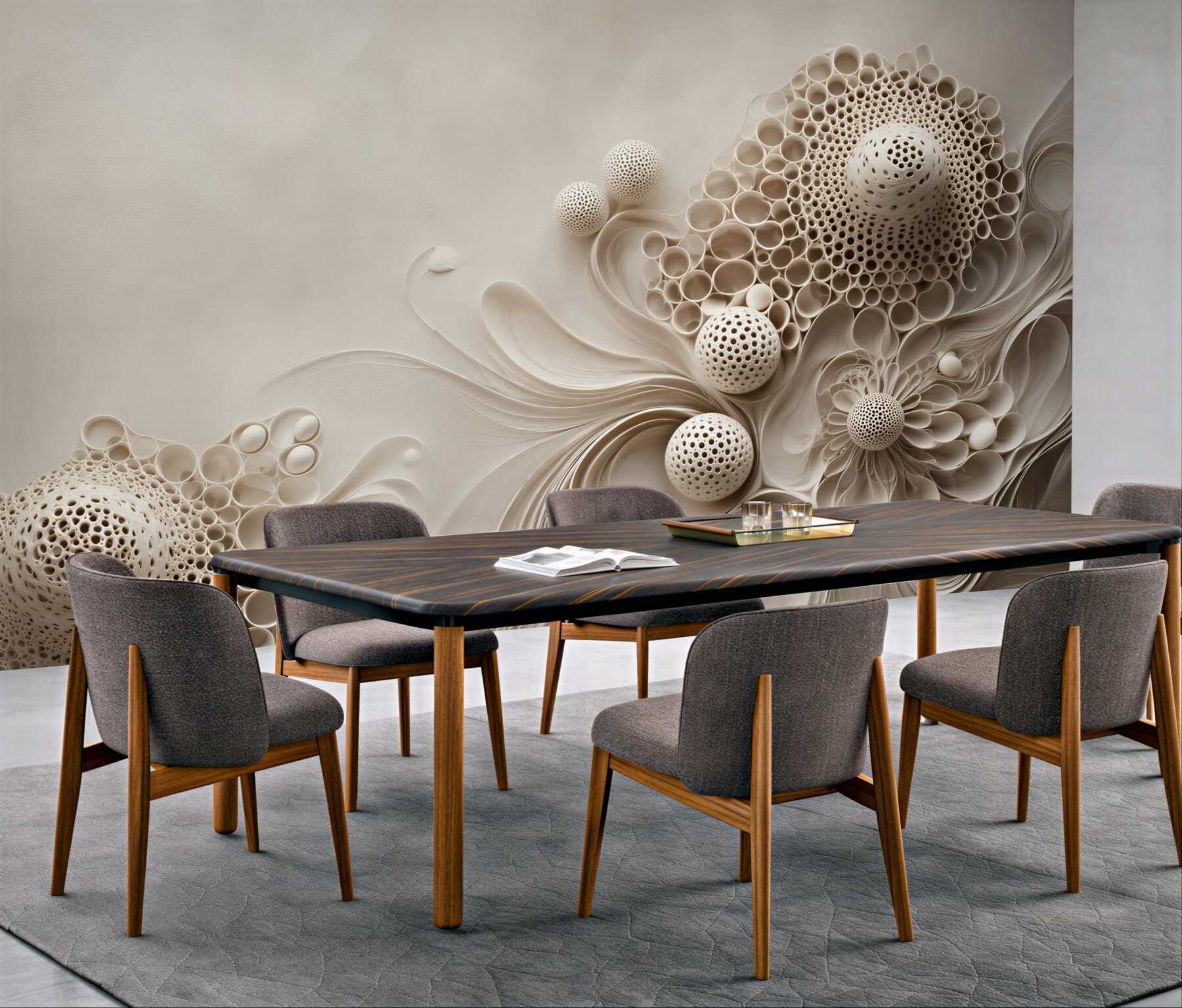 Fototapeta abstrakcyjne kwiaty 3D beżowe eleganckie?v23