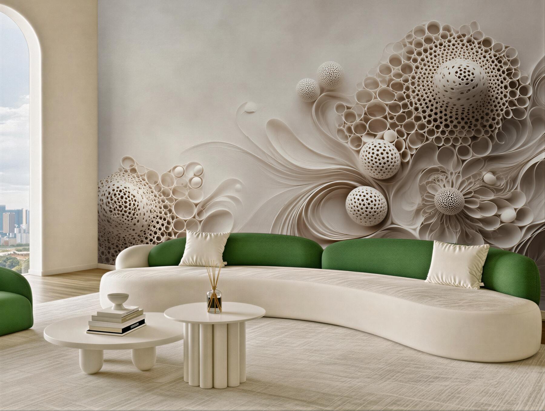Fototapeta abstrakcyjne kwiaty 3D beżowe eleganckie?v23