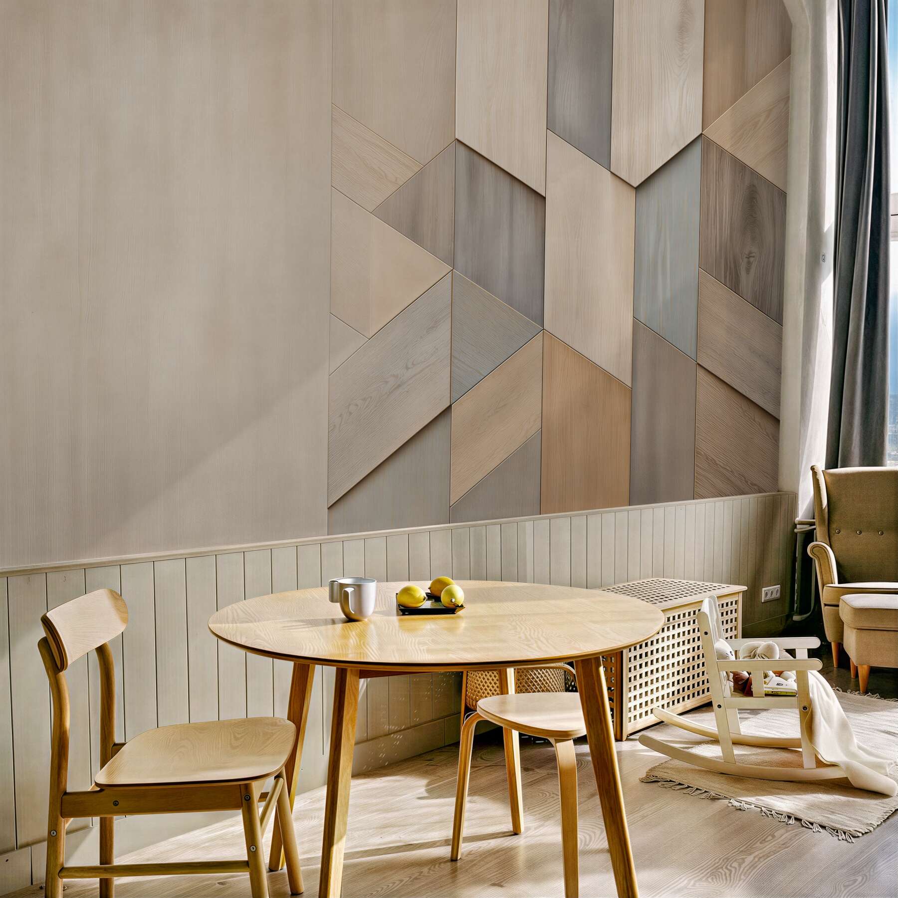 Fototapeta geometryczne panele drewniane jasne nowoczesne?v23