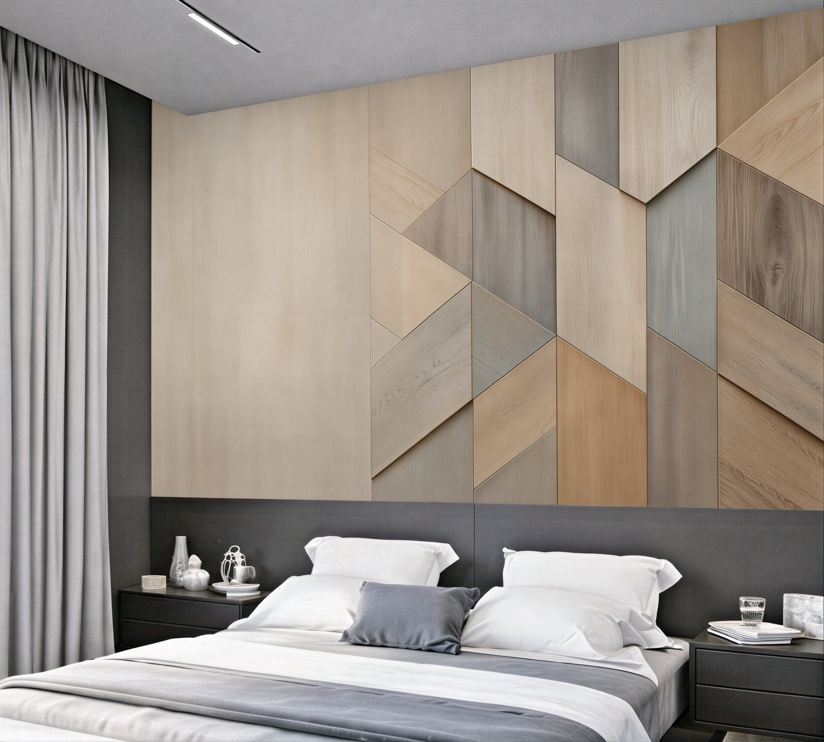 Fototapeta geometryczne panele drewniane jasne nowoczesne