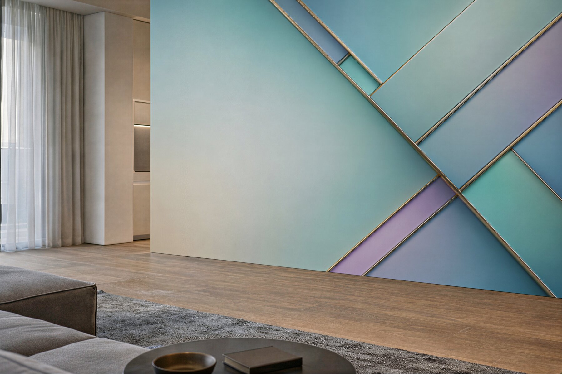 Fototapeta geometryczne panele błękitne z pastelowym gradientem?v23