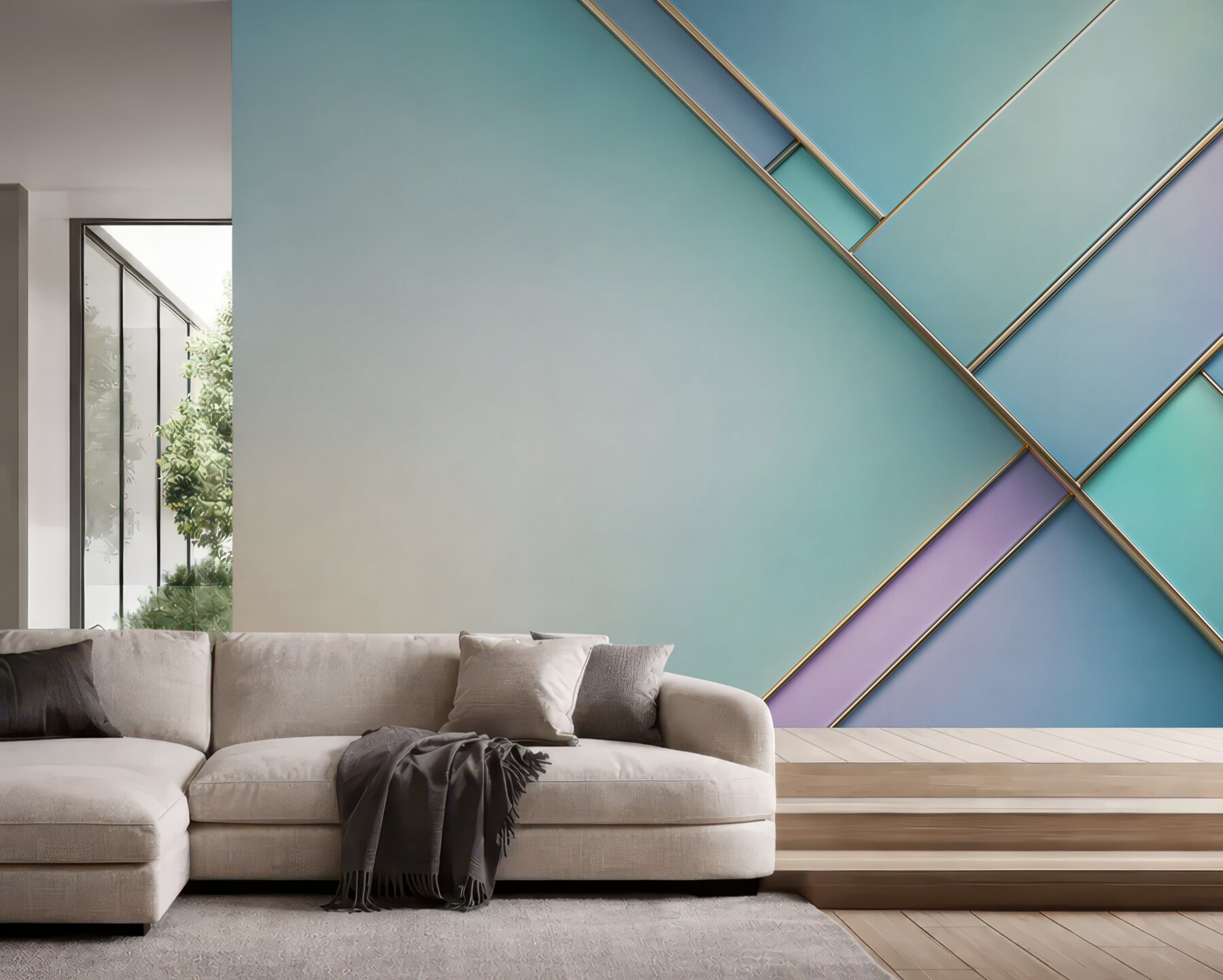 Fototapeta geometryczne panele błękitne z pastelowym gradientem?v23