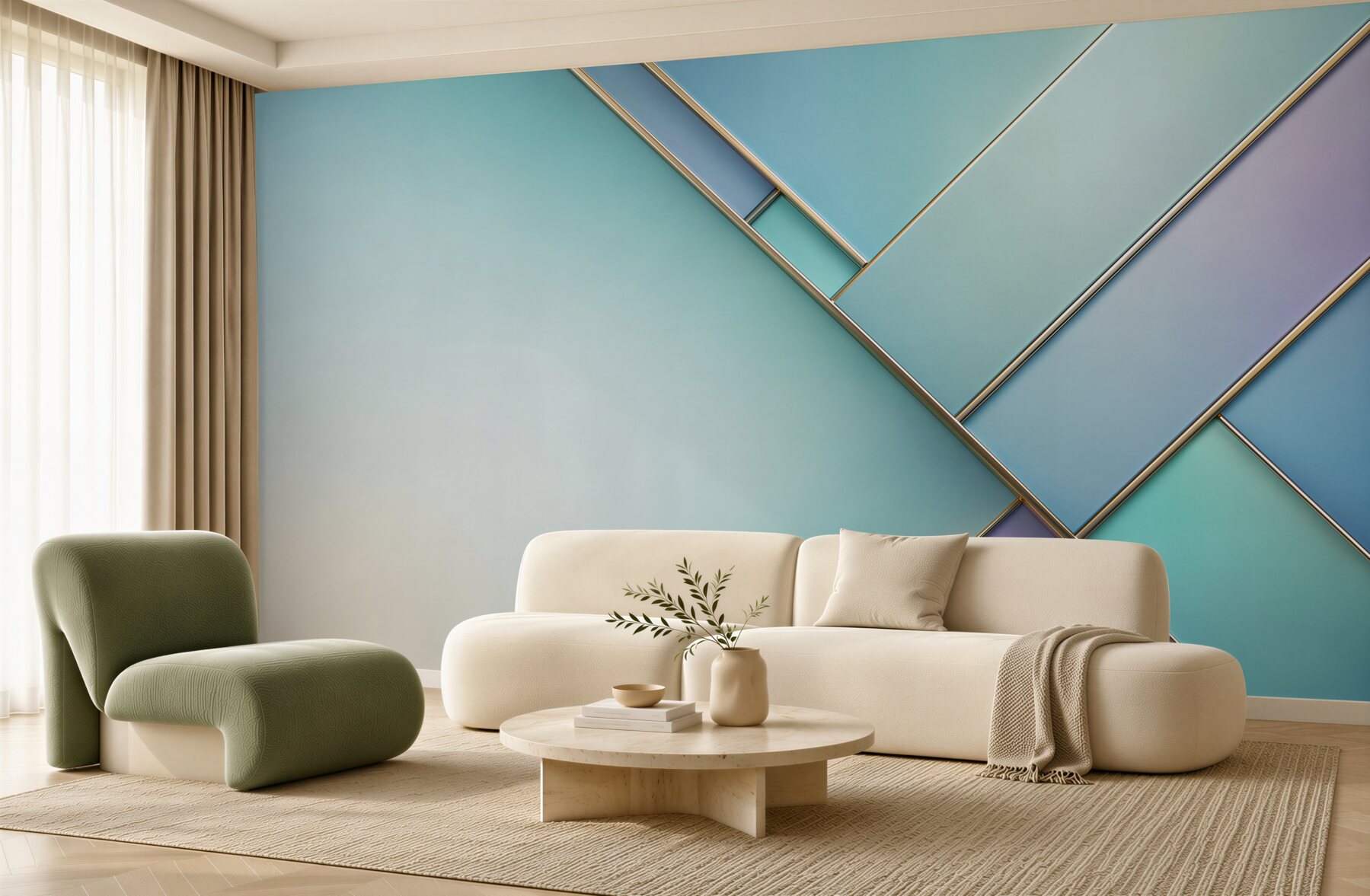 Fototapeta geometryczne panele błękitne z pastelowym gradientem?v23