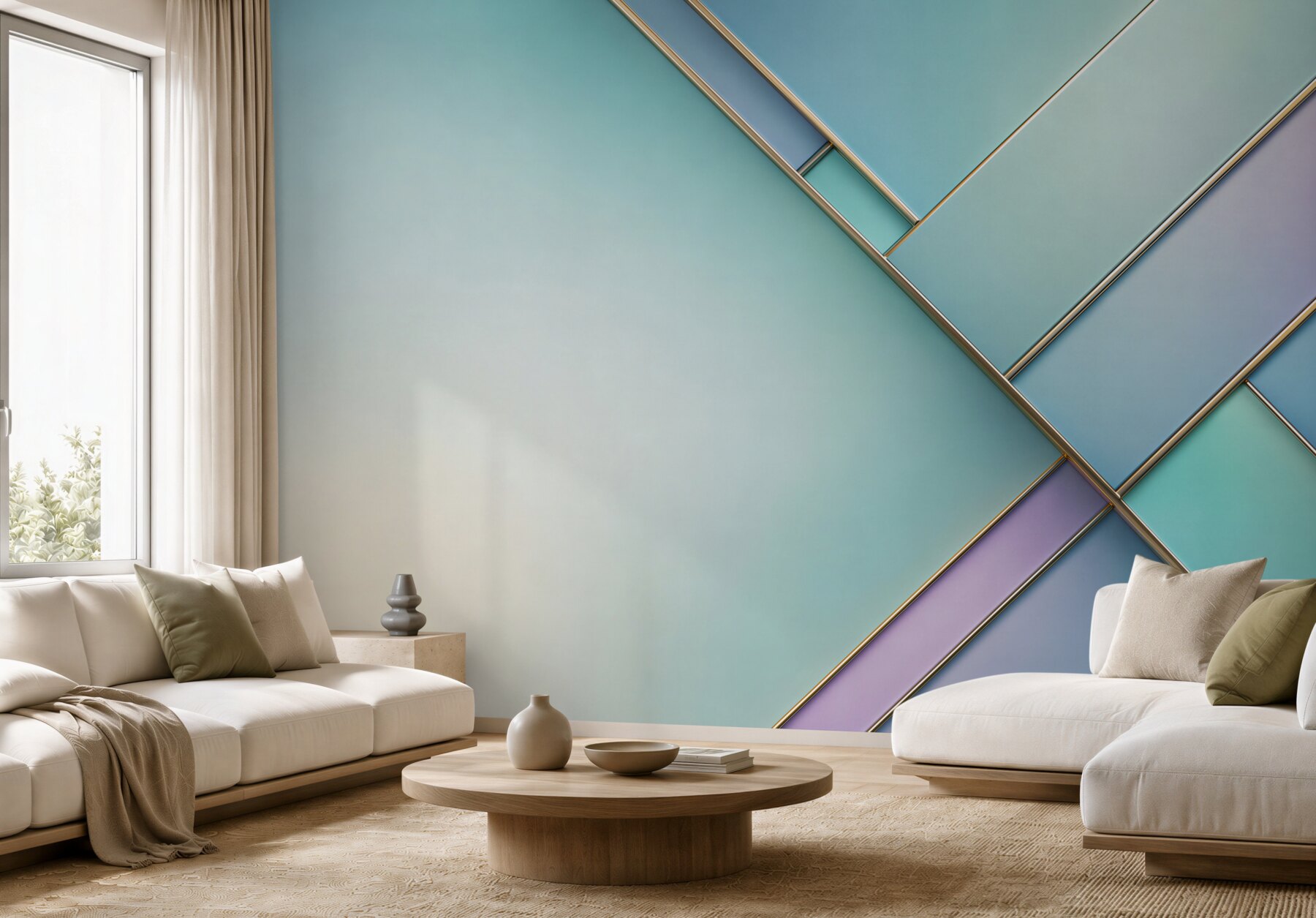 Fototapeta geometryczne panele błękitne z pastelowym gradientem?v23