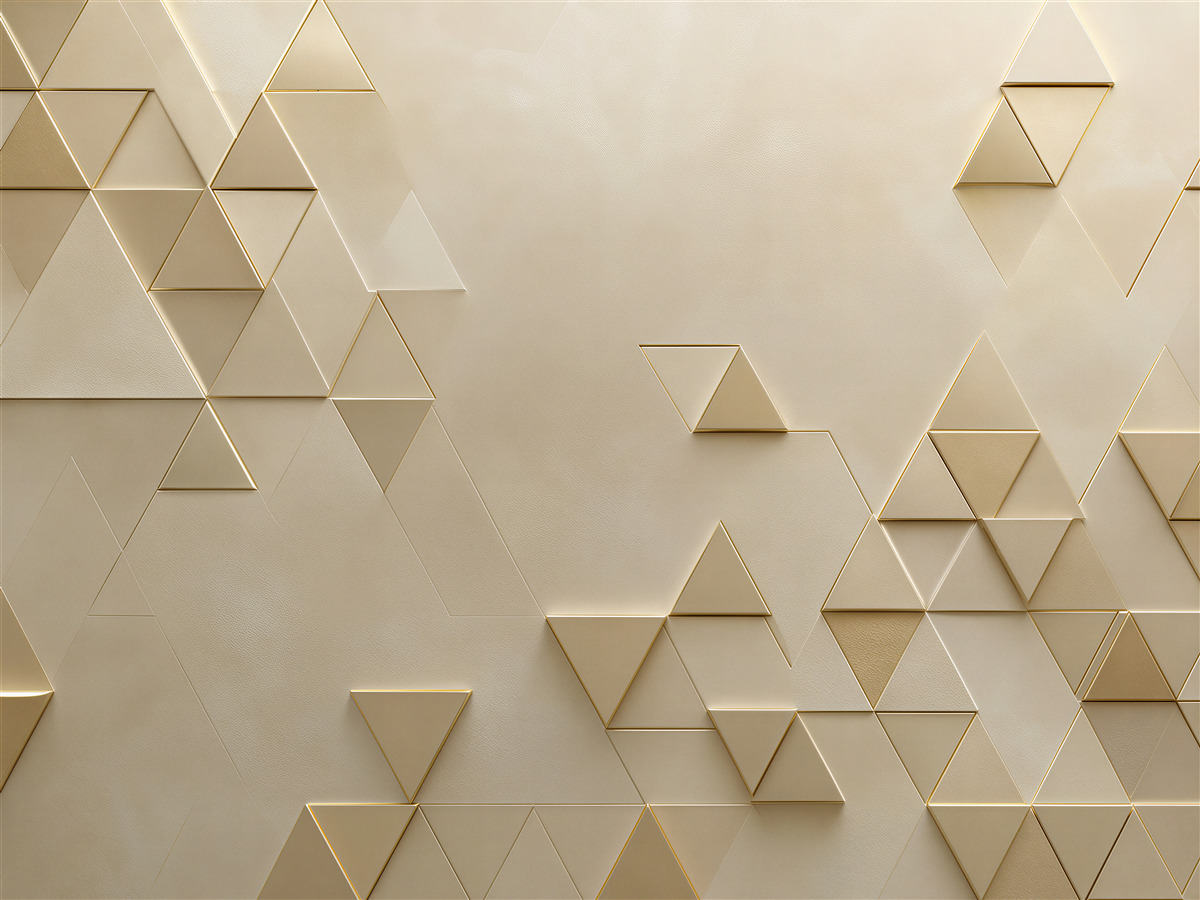 Fototapeta geometryczne trójkąty beżowe ze złotą linią