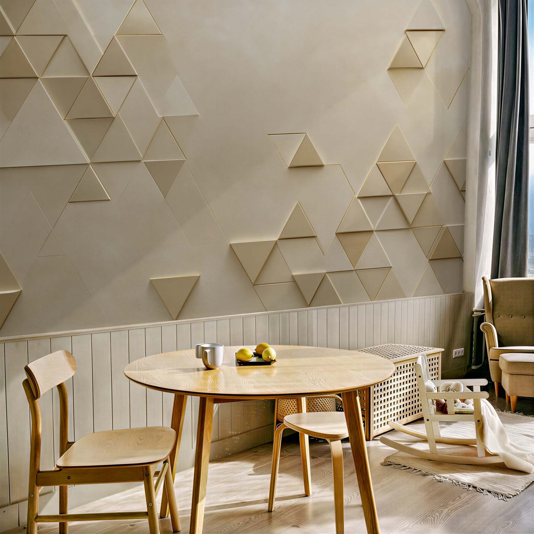 Fototapeta geometryczne trójkąty beżowe ze złotą linią?v23