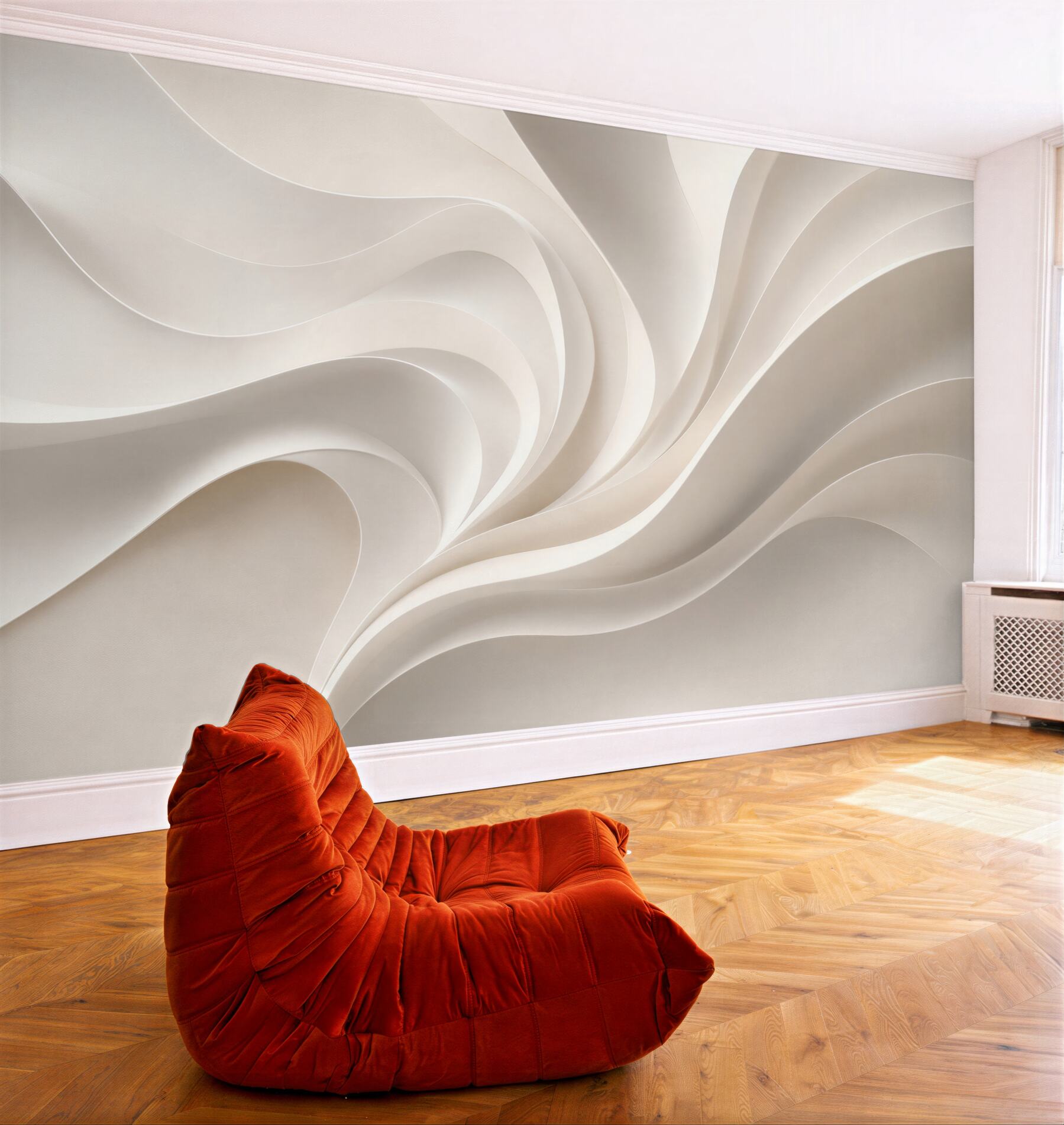 Fototapeta abstrakcyjne fale 3D kremowe eleganckie?v23