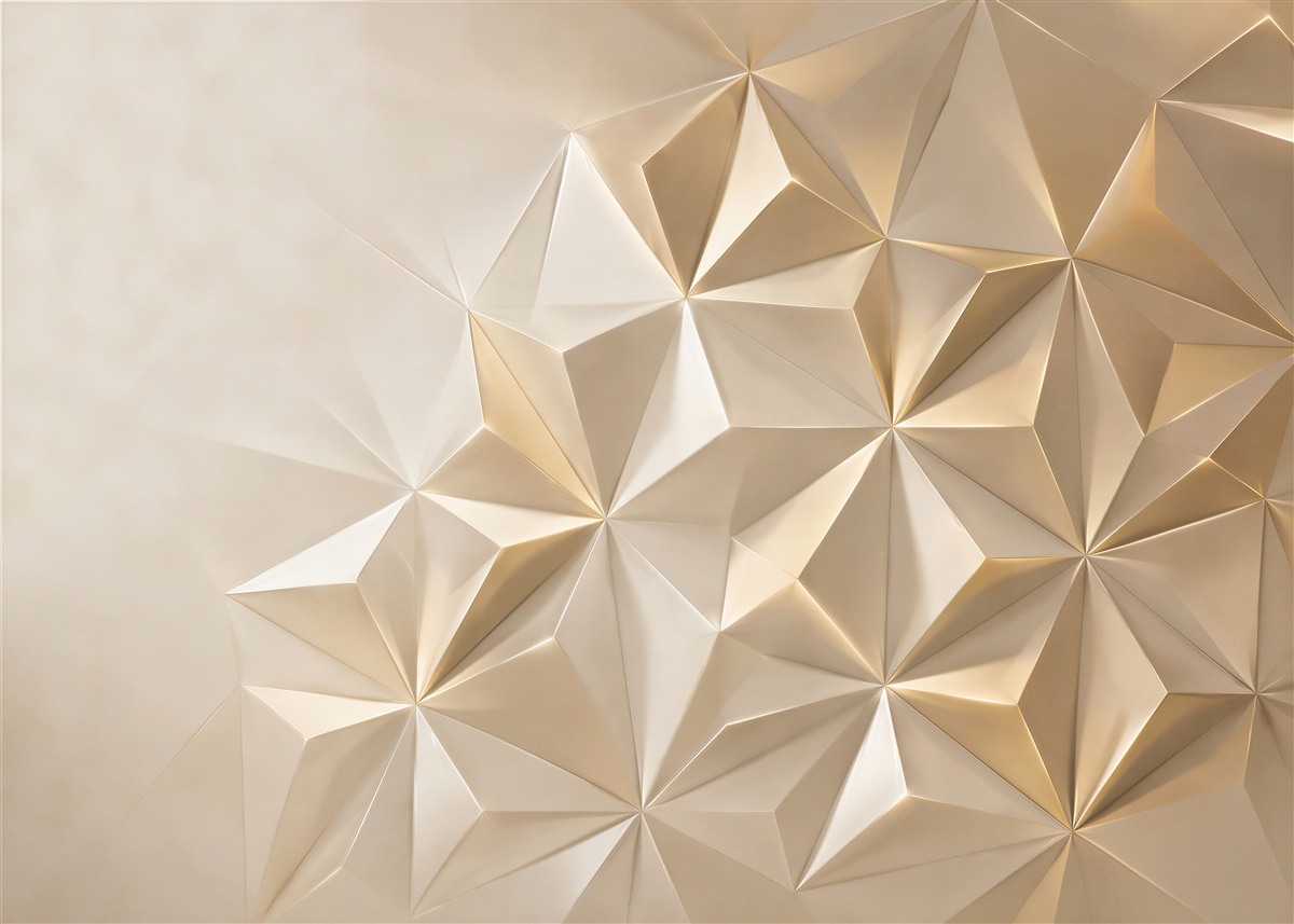 Fototapeta kryształowa geometria 3D beżowa z delikatnym blaskiem