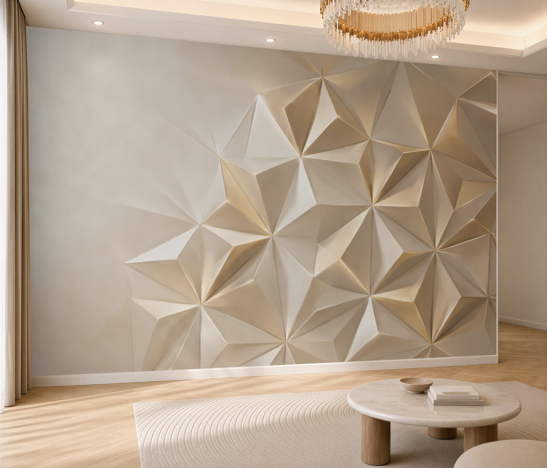 Fototapeta kryształowa geometria 3D beżowa z delikatnym blaskiem?v23