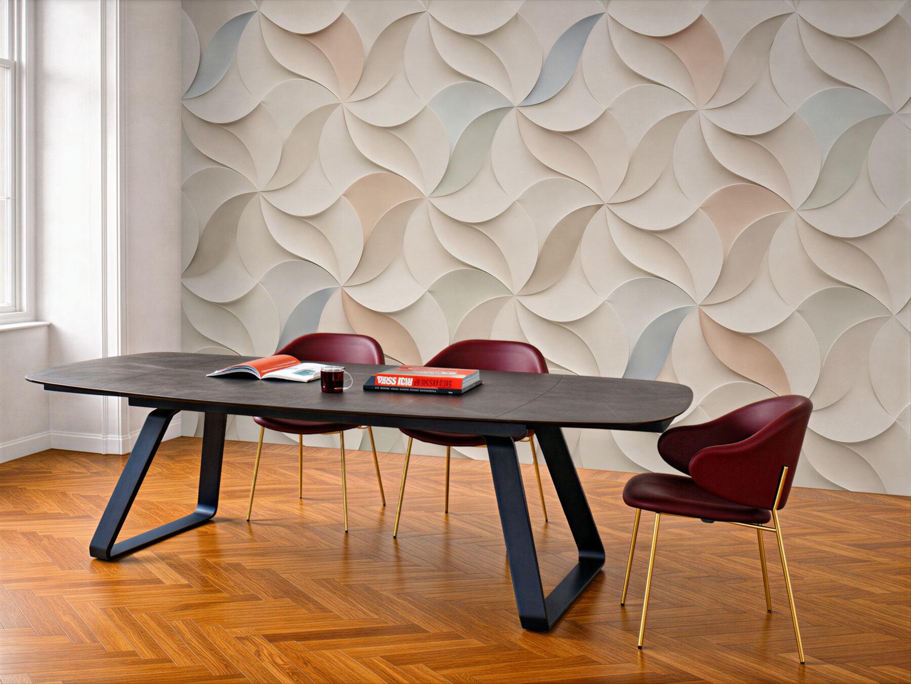 Fototapeta geometryczne fale 3D beżowe abstrakcyjne do eleganckiego wnętrza?v23