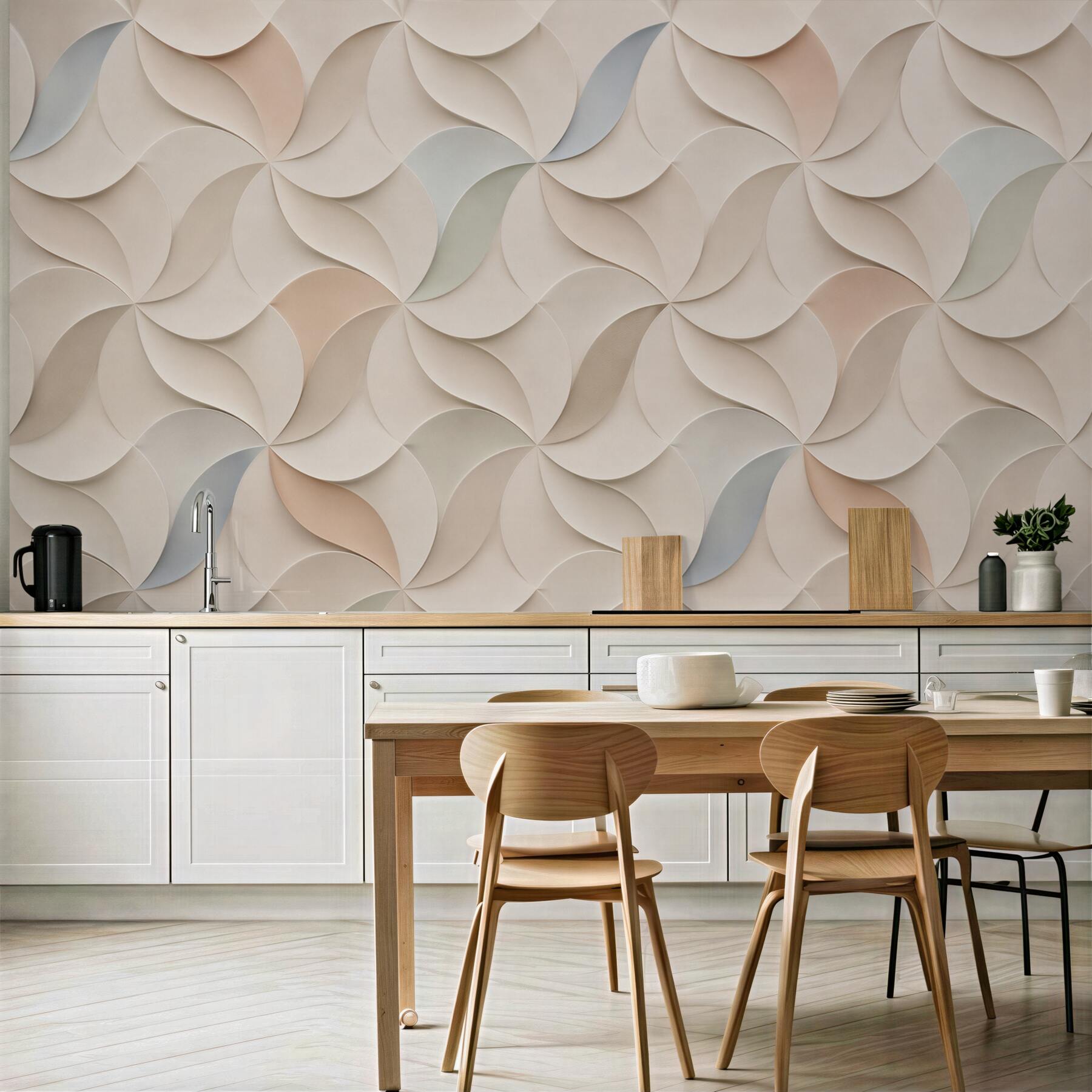 Fototapeta geometryczne fale 3D beżowe abstrakcyjne do eleganckiego wnętrza?v23