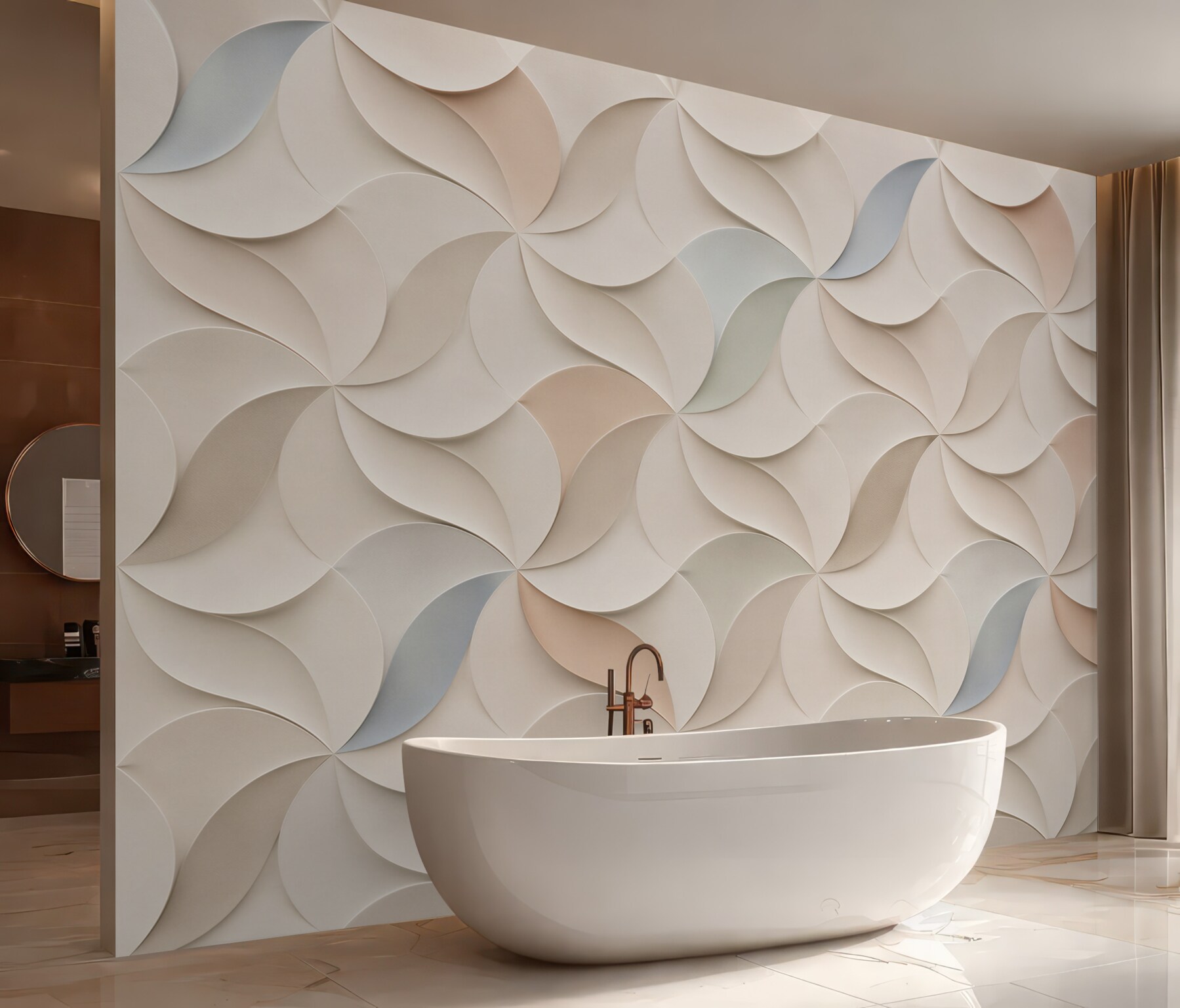 Fototapeta geometryczne fale 3D beżowe abstrakcyjne do eleganckiego wnętrza?v23