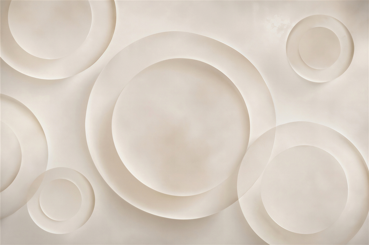 Fototapeta okręgi 3D beżowe minimalistyczna abstrakcja do nowoczesnego salonu