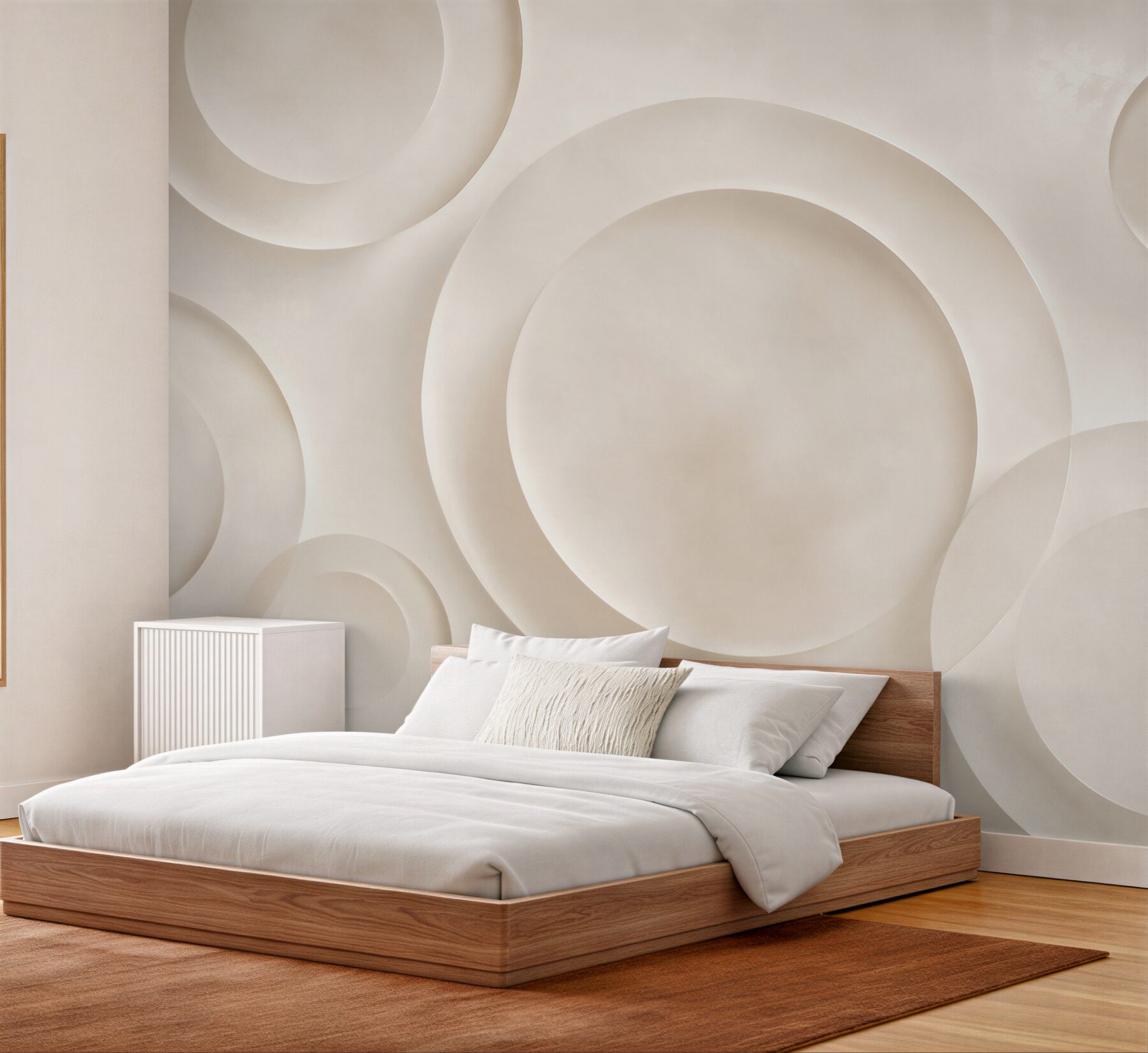 Fototapeta okręgi 3D beżowe minimalistyczna abstrakcja do nowoczesnego salonu?v23
