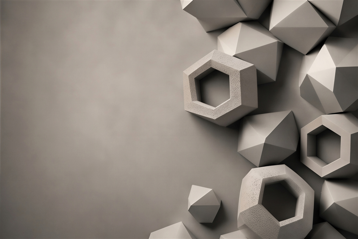Fototapeta geometryczne bryły 3D szare nowoczesna abstrakcja