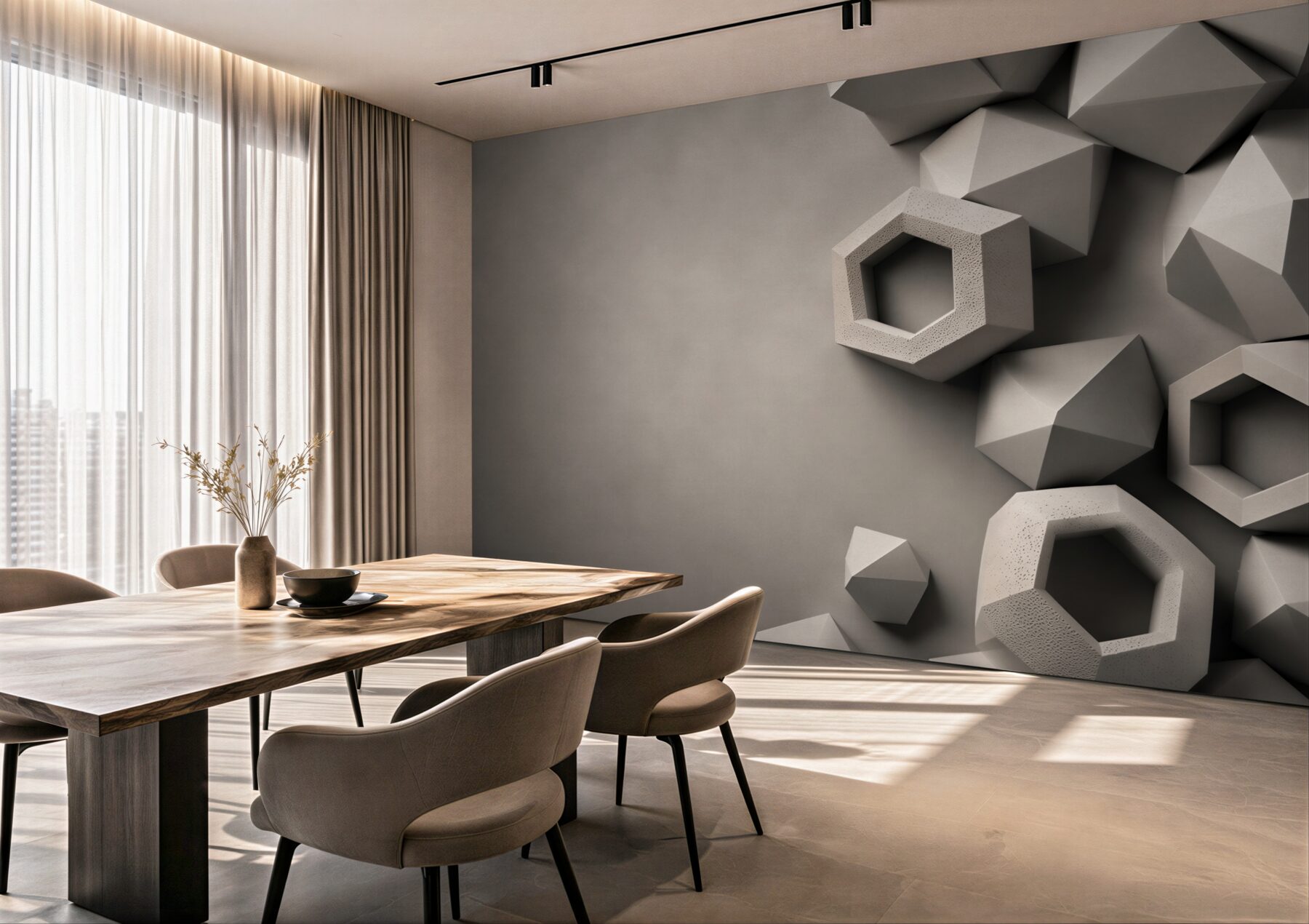 Fototapeta geometryczne bryły 3D szare nowoczesna abstrakcja?v23