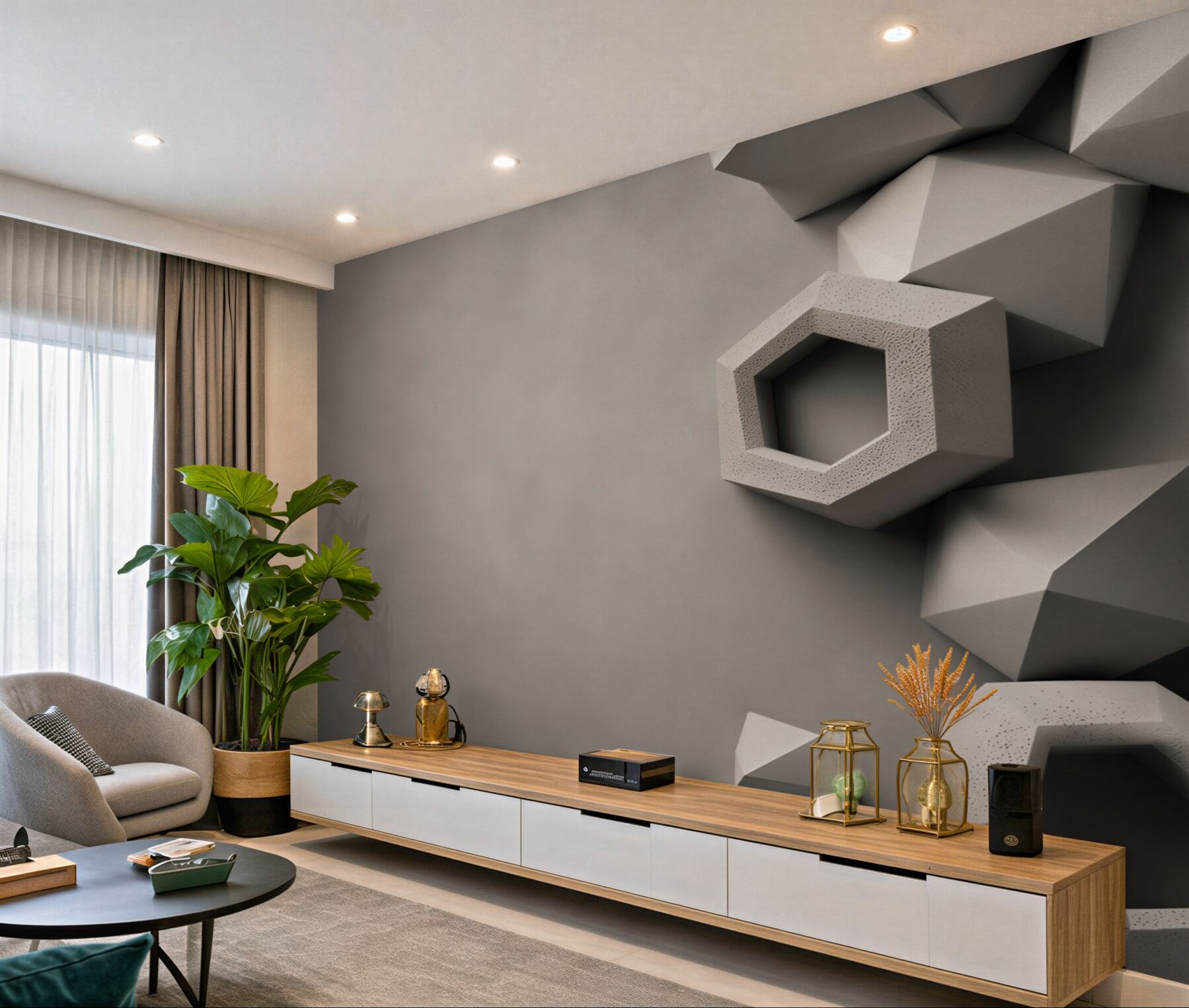 Fototapeta geometryczne bryły 3D szare nowoczesna abstrakcja?v23