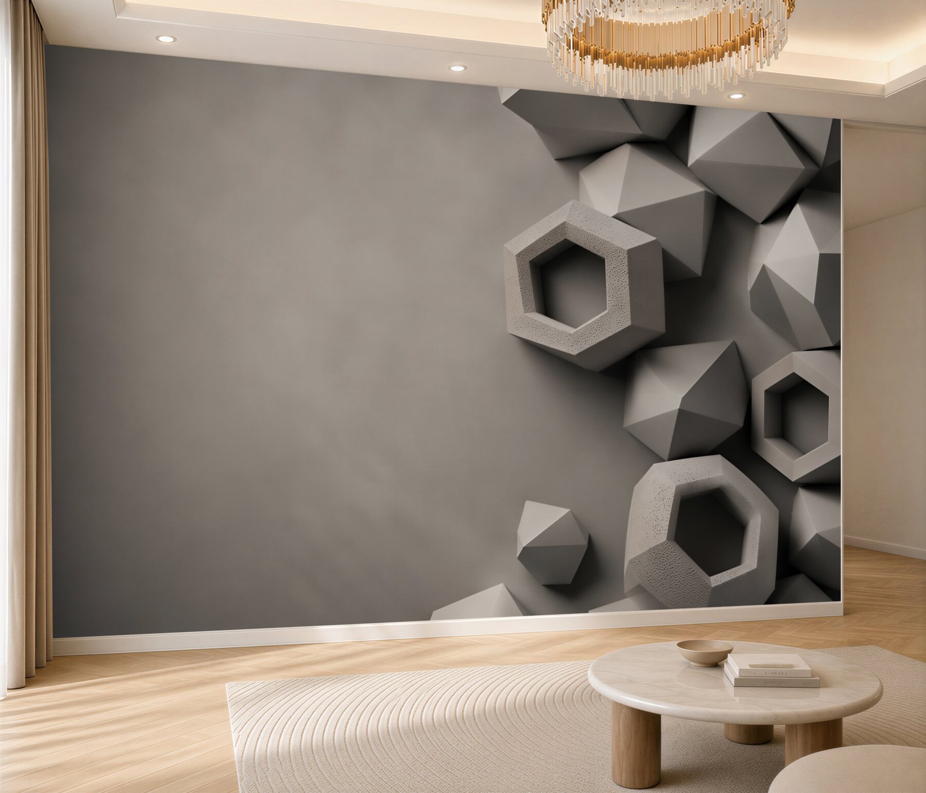 Fototapeta geometryczne bryły 3D szare nowoczesna abstrakcja?v23