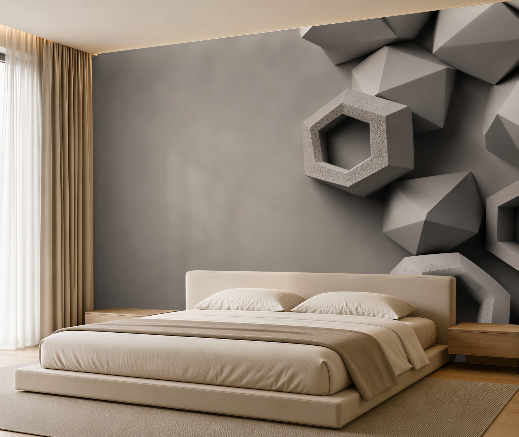 Fototapeta geometryczne bryły 3D szare nowoczesna abstrakcja?v23
