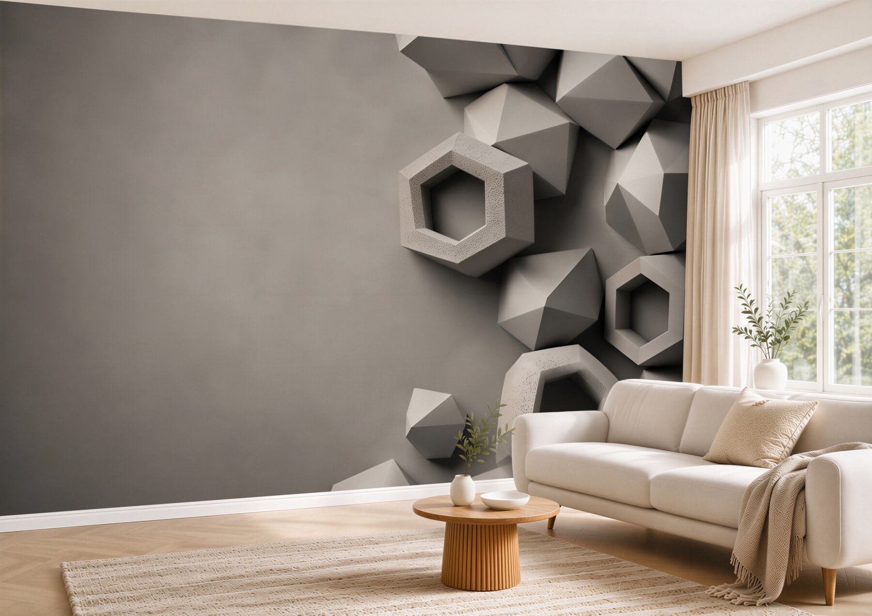 Fototapeta geometryczne bryły 3D szare nowoczesna abstrakcja?v23