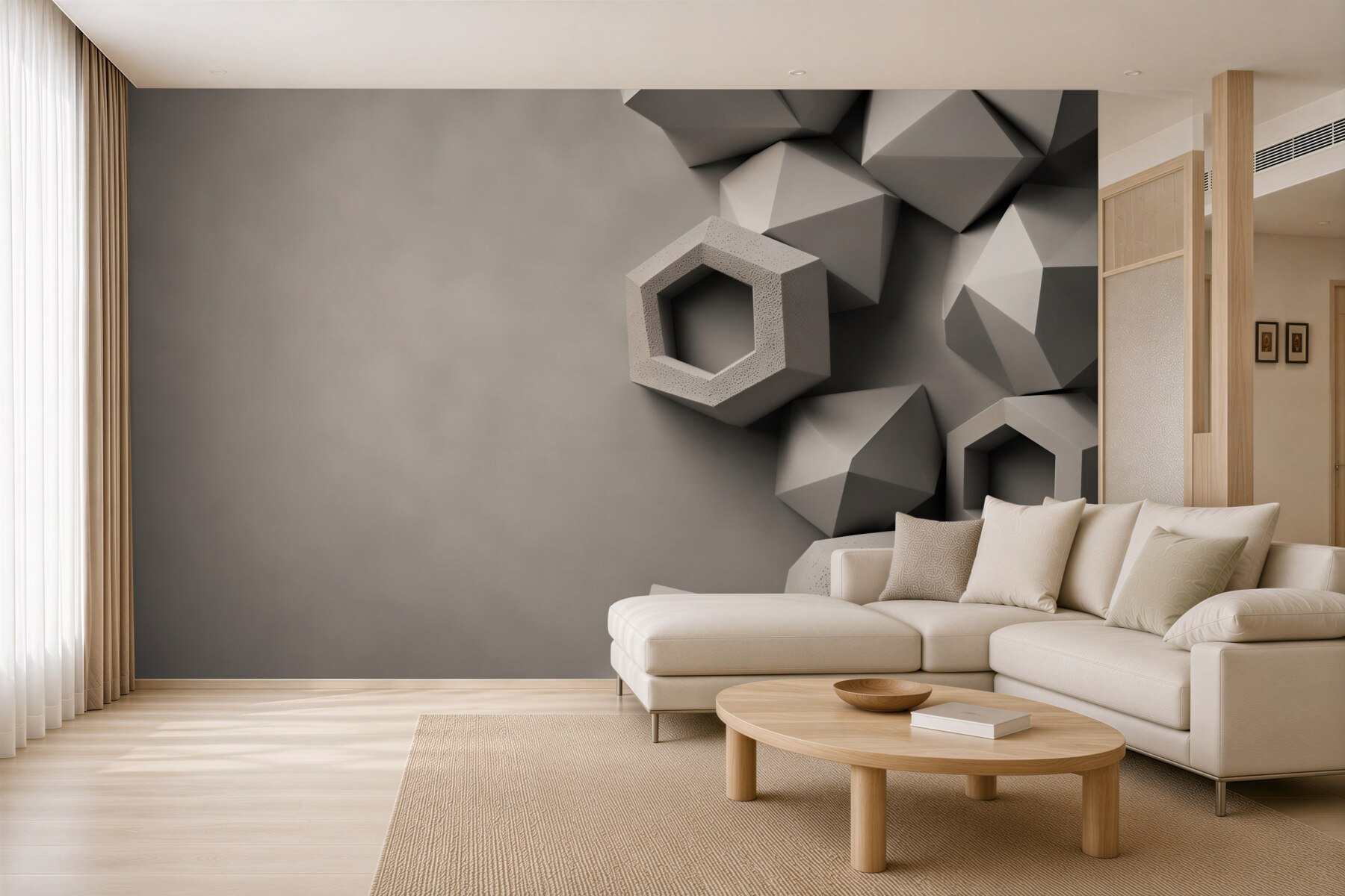 Fototapeta geometryczne bryły 3D szare nowoczesna abstrakcja?v23