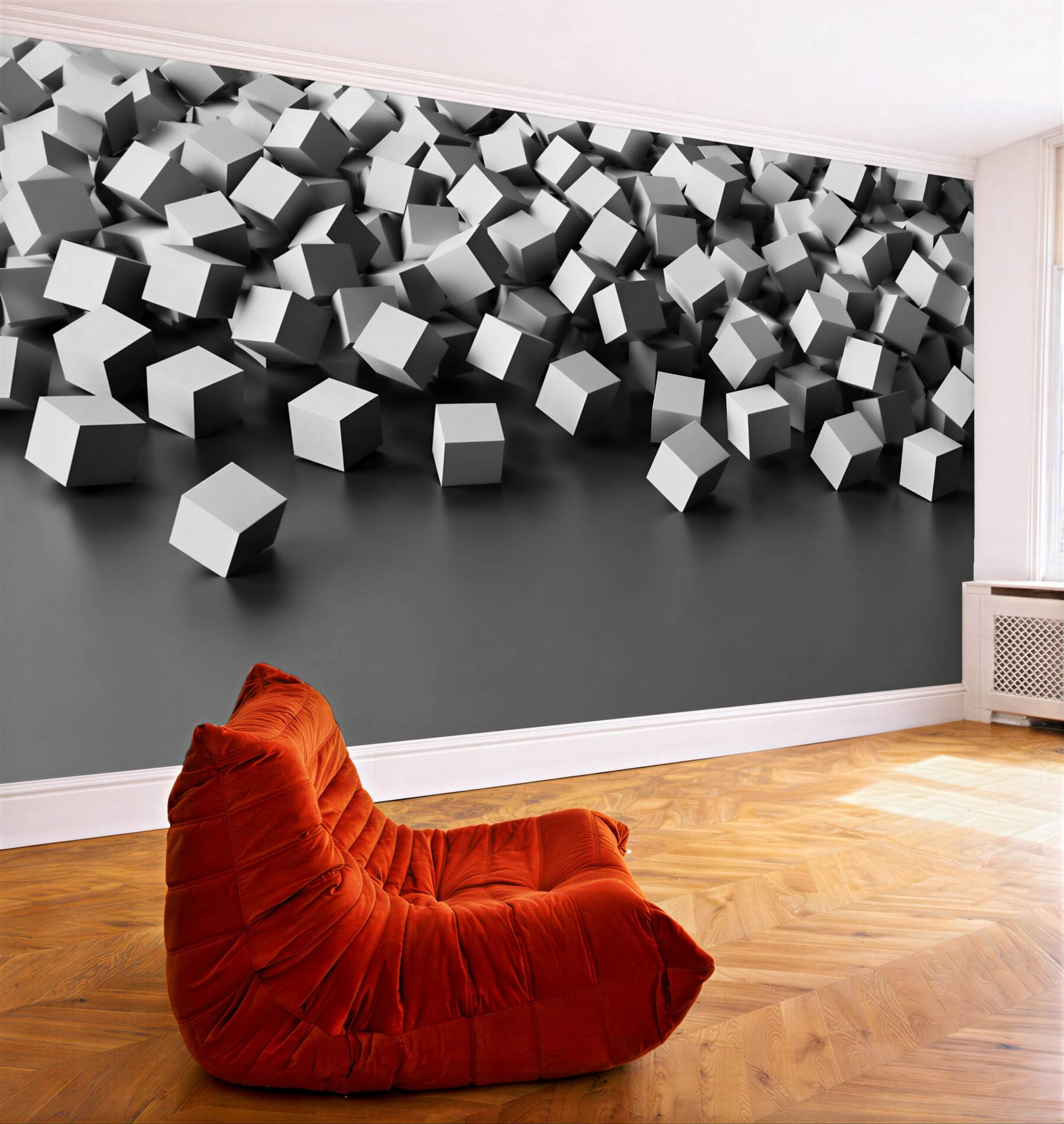 Fototapeta białe kostki 3D abstrakcyjne nowoczesne do biura?v23