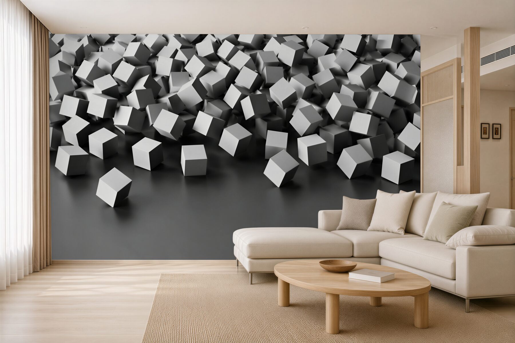 Fototapeta białe kostki 3D abstrakcyjne nowoczesne do biura?v23