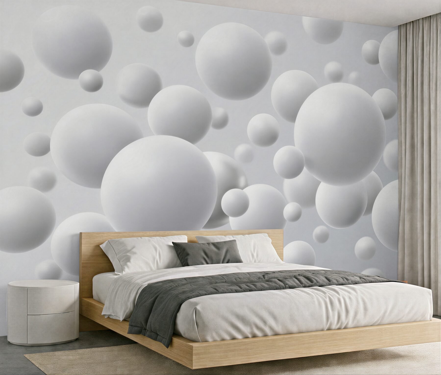 Fototapeta białe kule 3D minimalistyczna abstrakcja do nowoczesnego wnętrza?v23
