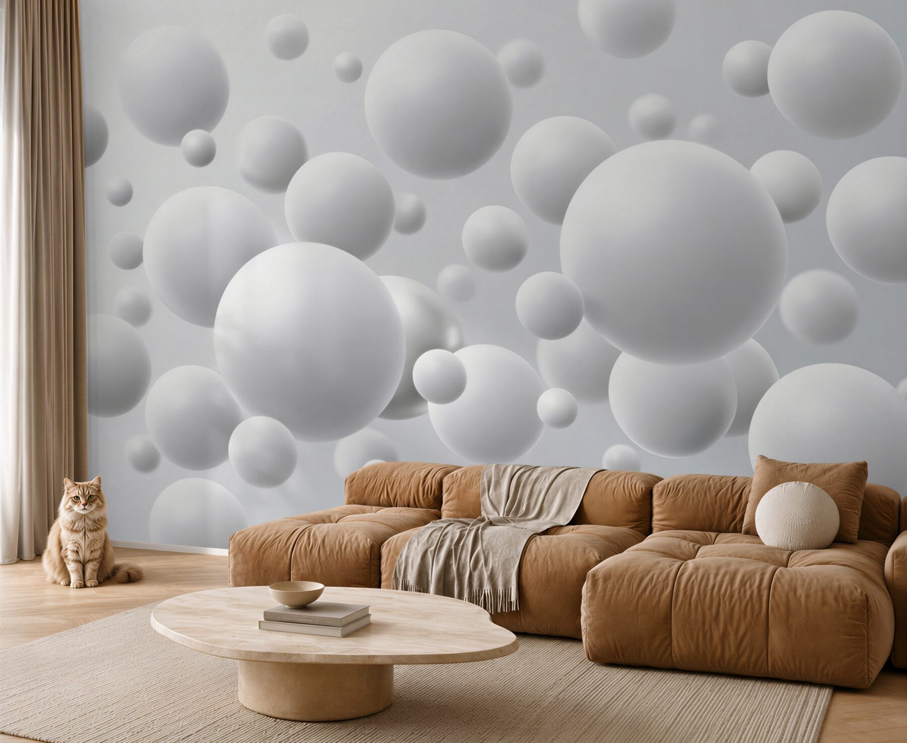 Fototapeta białe kule 3D minimalistyczna abstrakcja do nowoczesnego wnętrza?v23