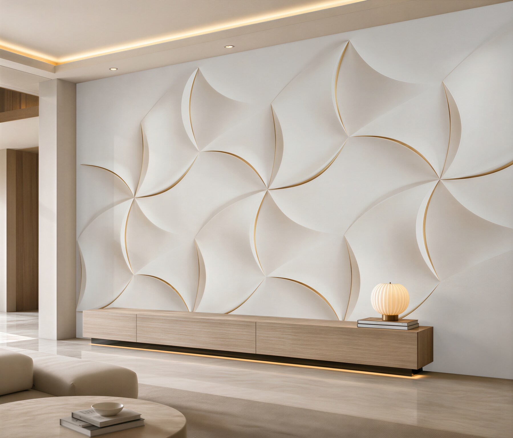 Fototapeta geometryczne wiatraki 3D beżowe elegancka abstrakcja?v23