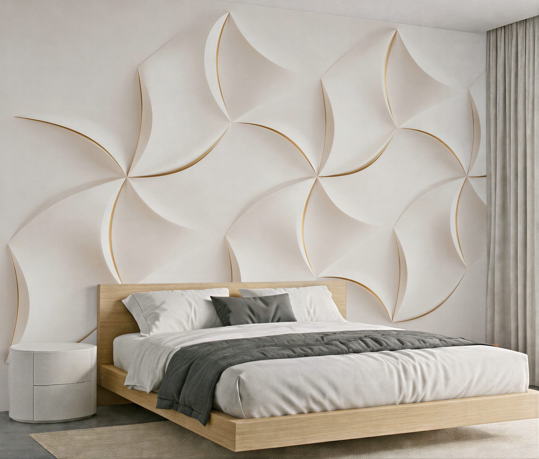 Fototapeta geometryczne wiatraki 3D beżowe elegancka abstrakcja?v23