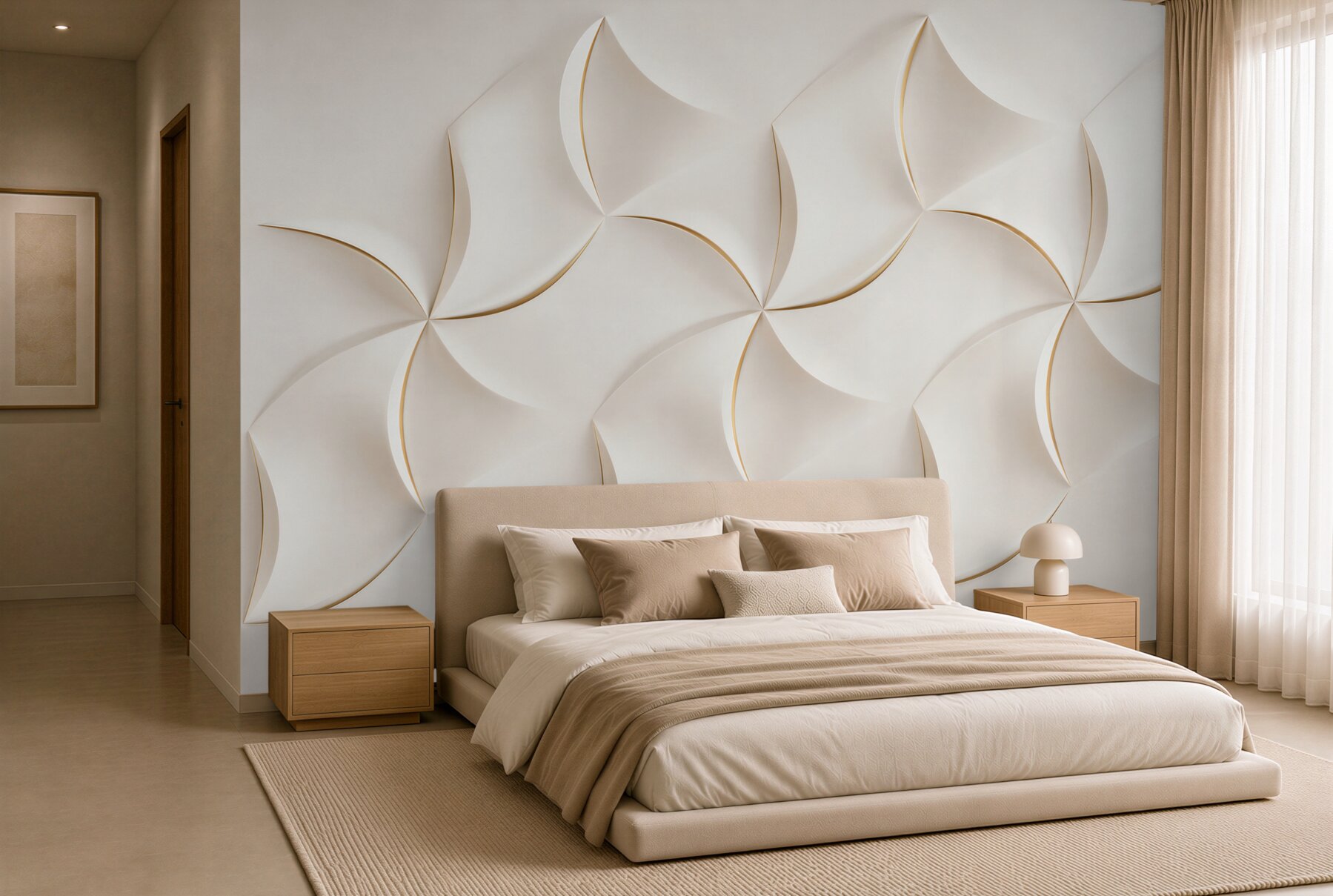 Fototapeta geometryczne wiatraki 3D beżowe elegancka abstrakcja