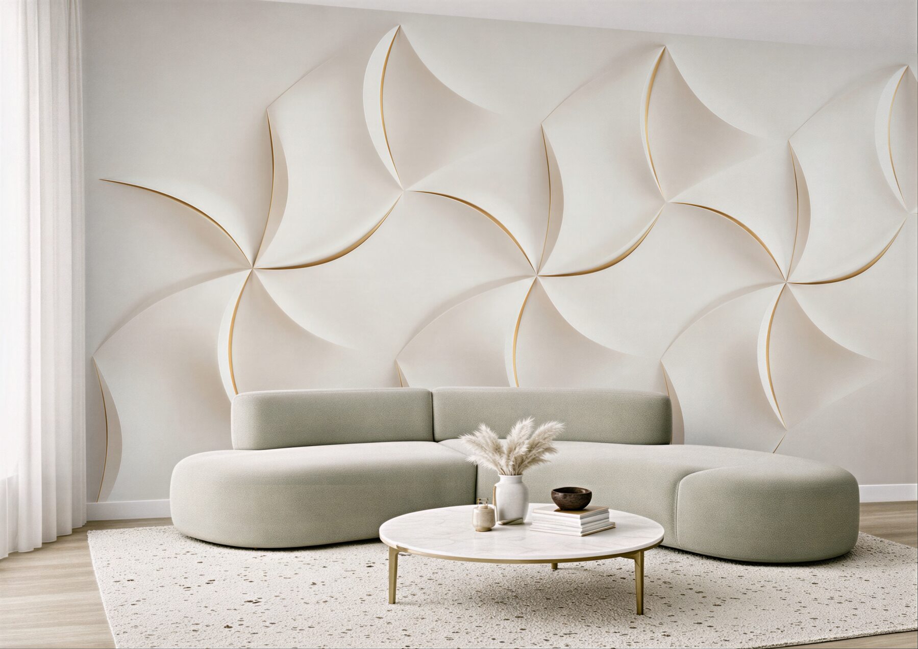 Fototapeta geometryczne wiatraki 3D beżowe elegancka abstrakcja?v23