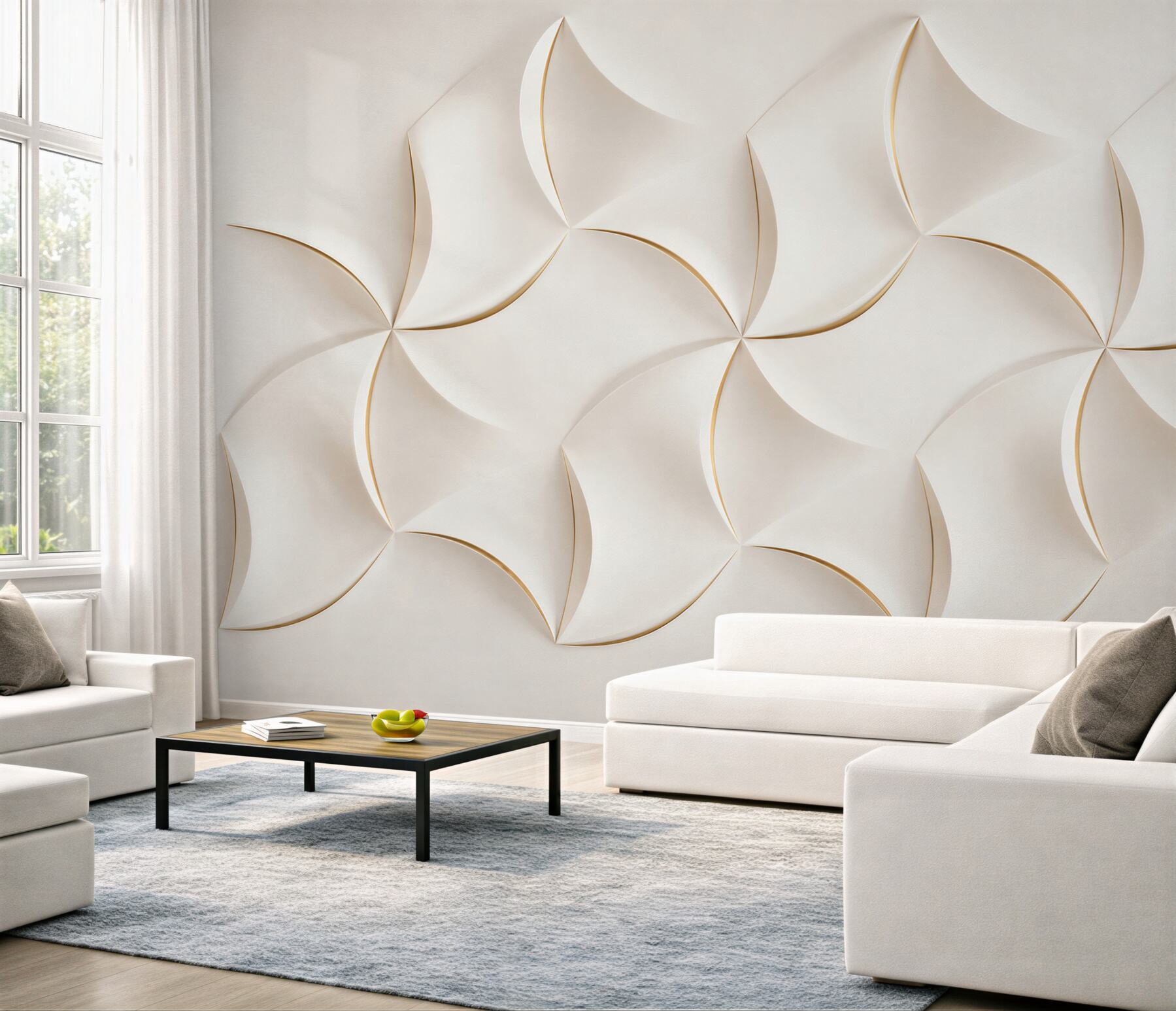 Fototapeta geometryczne wiatraki 3D beżowe elegancka abstrakcja?v23