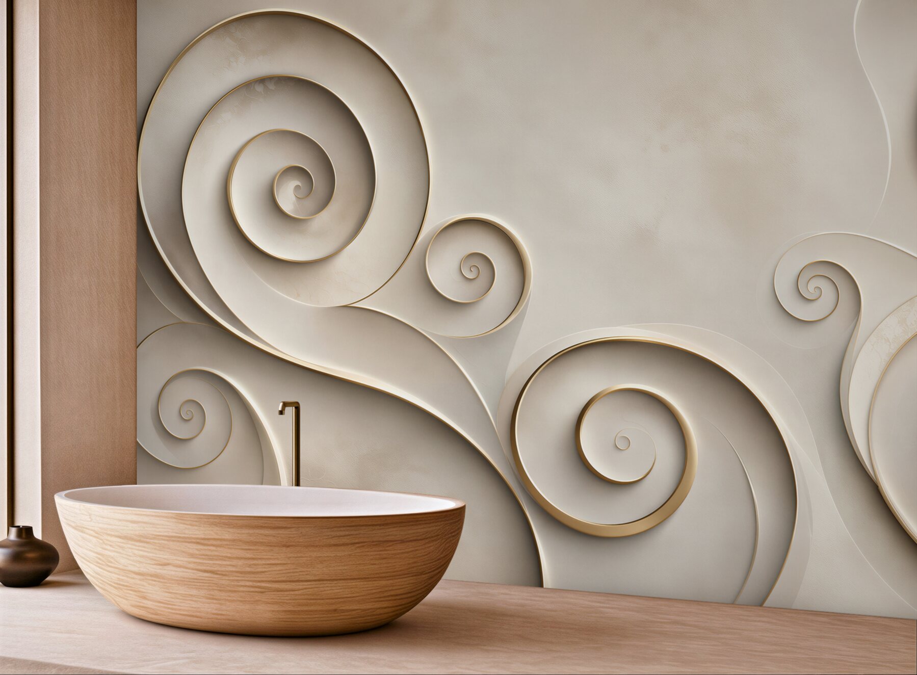 Fototapeta spiralne ornamenty beżowo złote abstrakcyjne art deco?v23