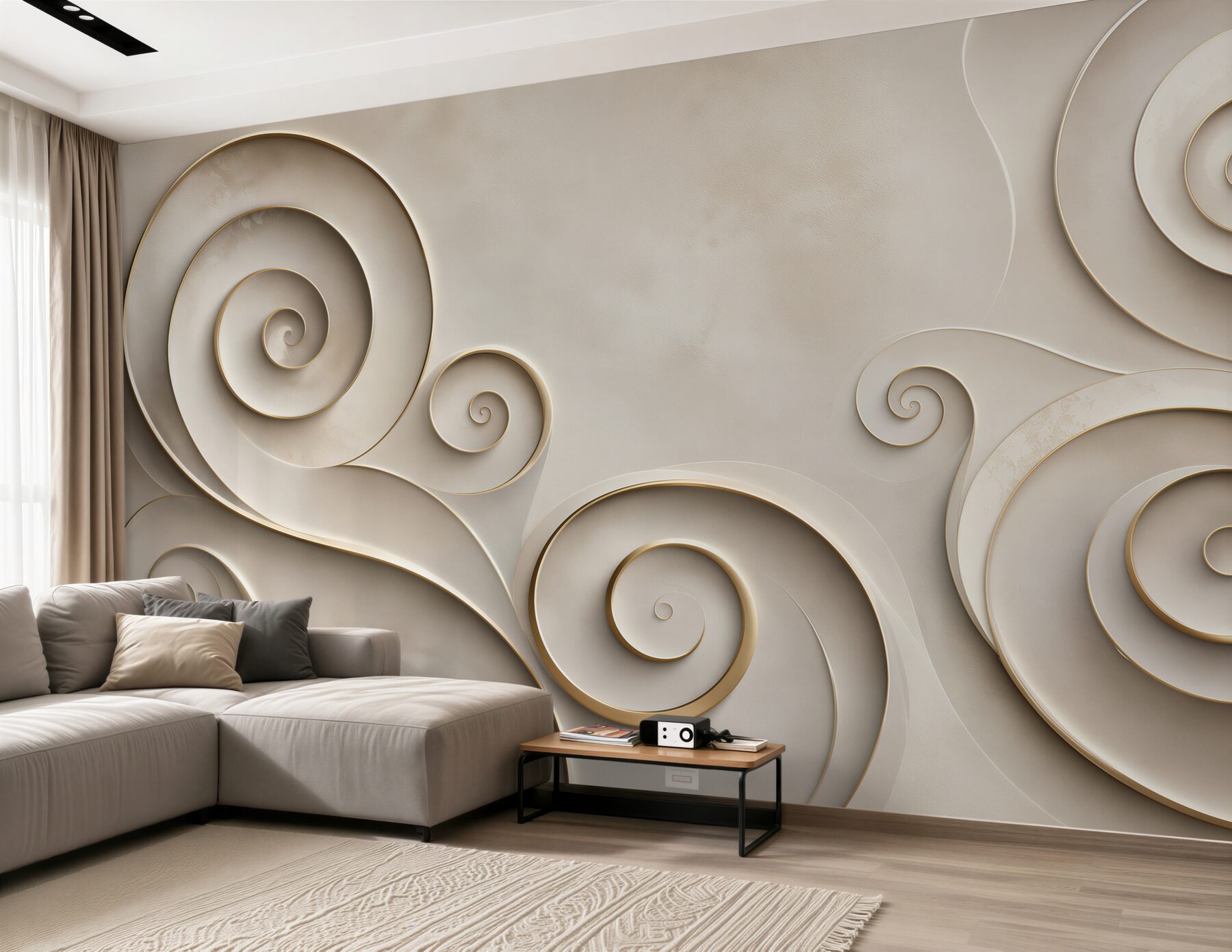 Fototapeta spiralne ornamenty beżowo złote abstrakcyjne art deco?v23