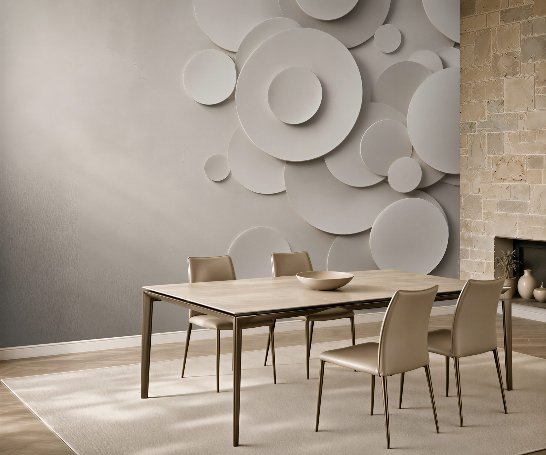 Fototapeta okręgi 3D beżowe minimalistyczna kompozycja do salonu?v23
