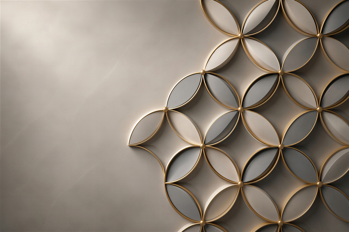 Fototapeta geometryczne koła ze złotym obramowaniem elegancka abstrakcja