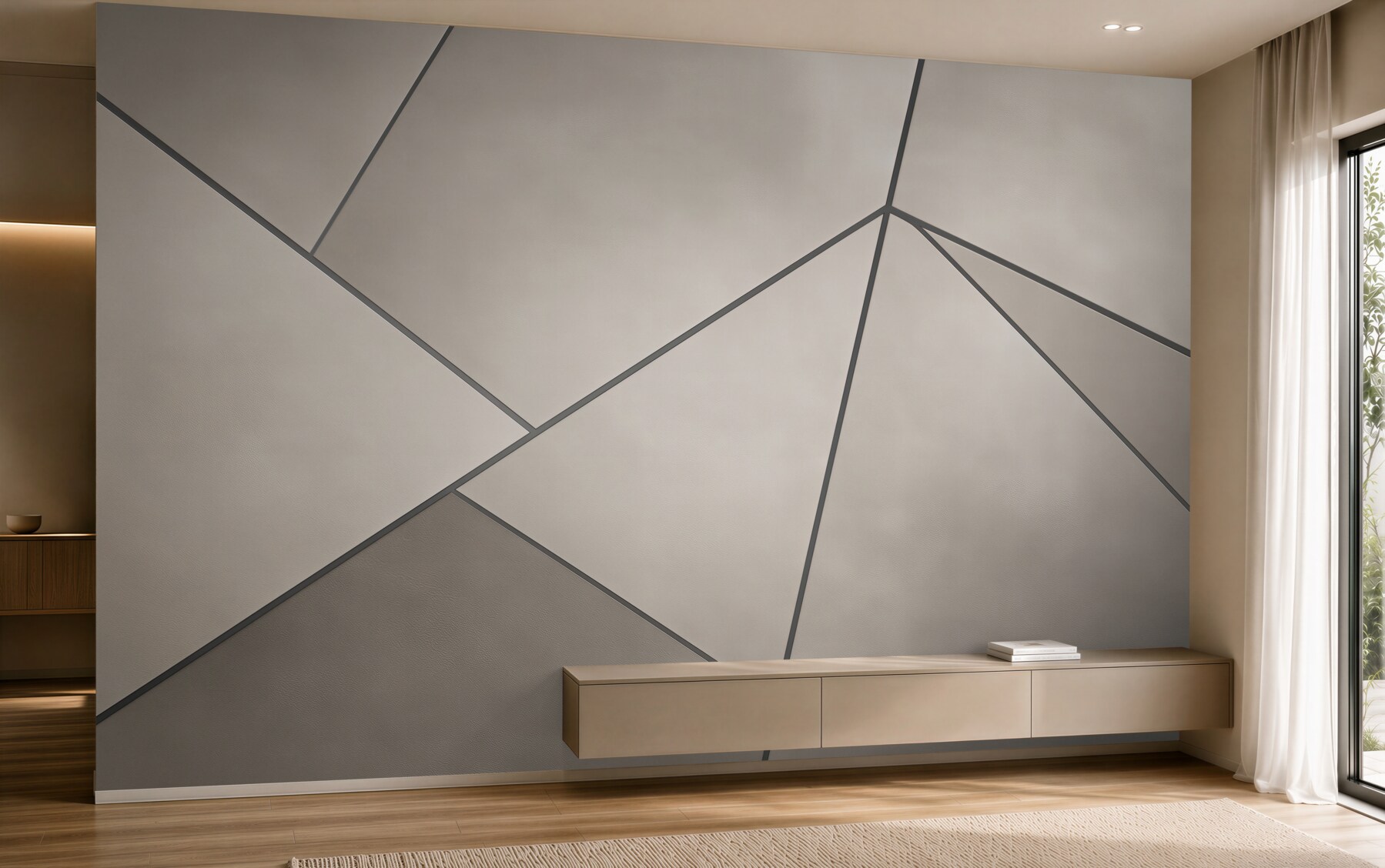Fototapeta geometryczne panele beżowo szare minimalistyczna?v23