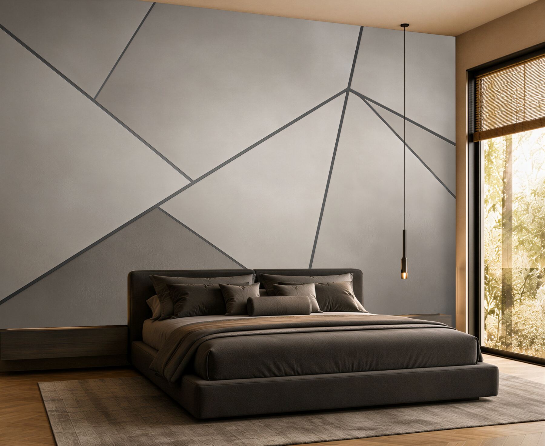 Fototapeta geometryczne panele beżowo szare minimalistyczna?v23